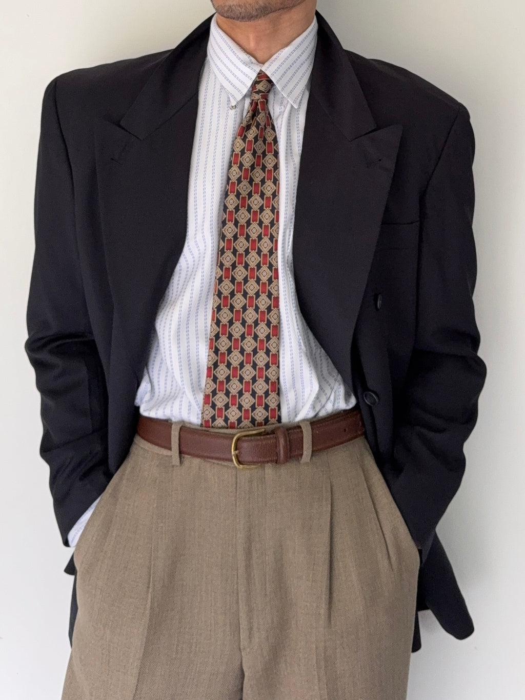 Hugo Boss 1980s 'Al Capone' Double Breasted Peaked Lapel Sports Jacket Blazer - Size M