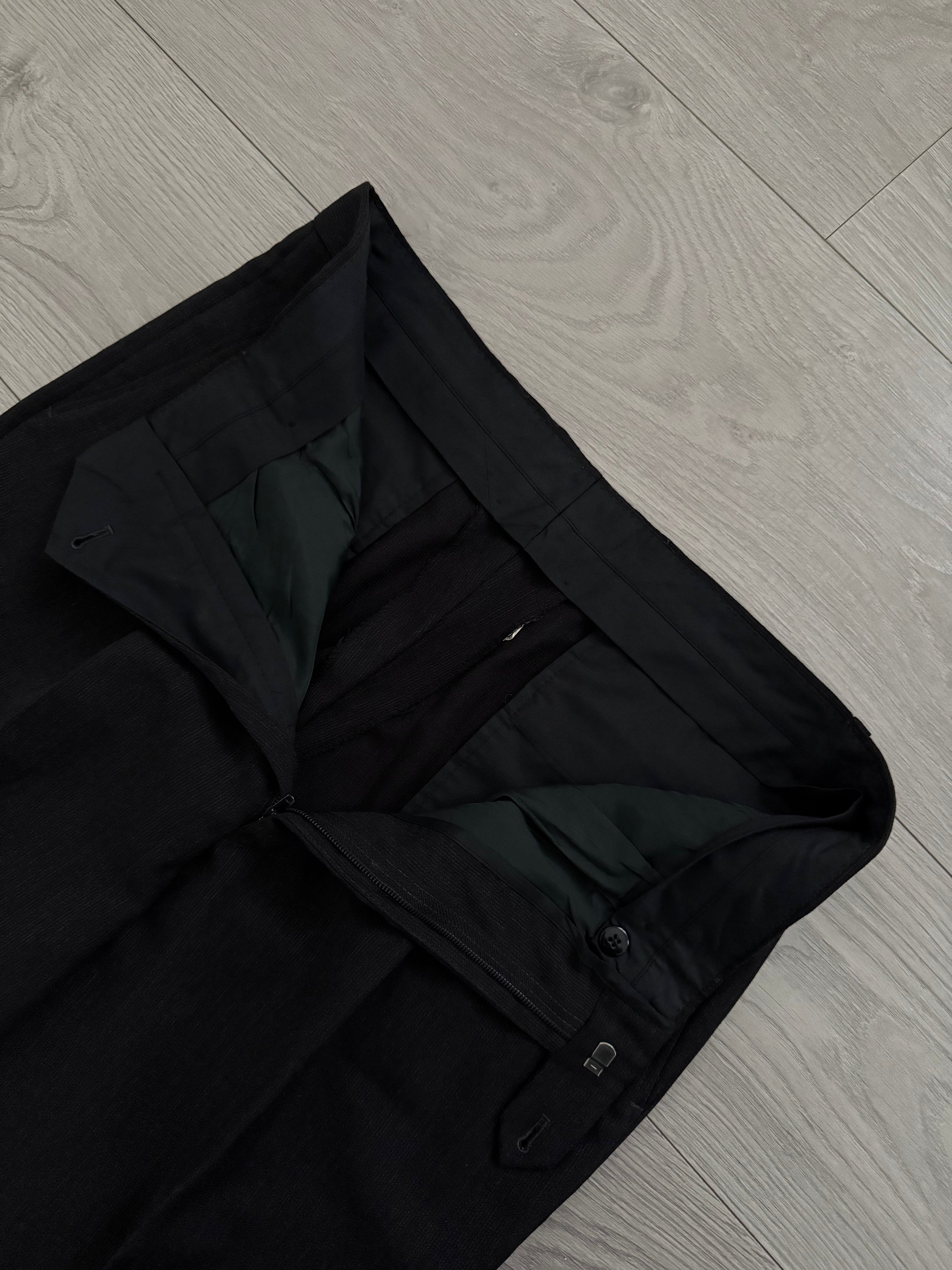 Giorgio Armani 1980s Double Breasted Pleated Wool Suit Espresso Charcoal New - Size L Jacket / 32" Waist