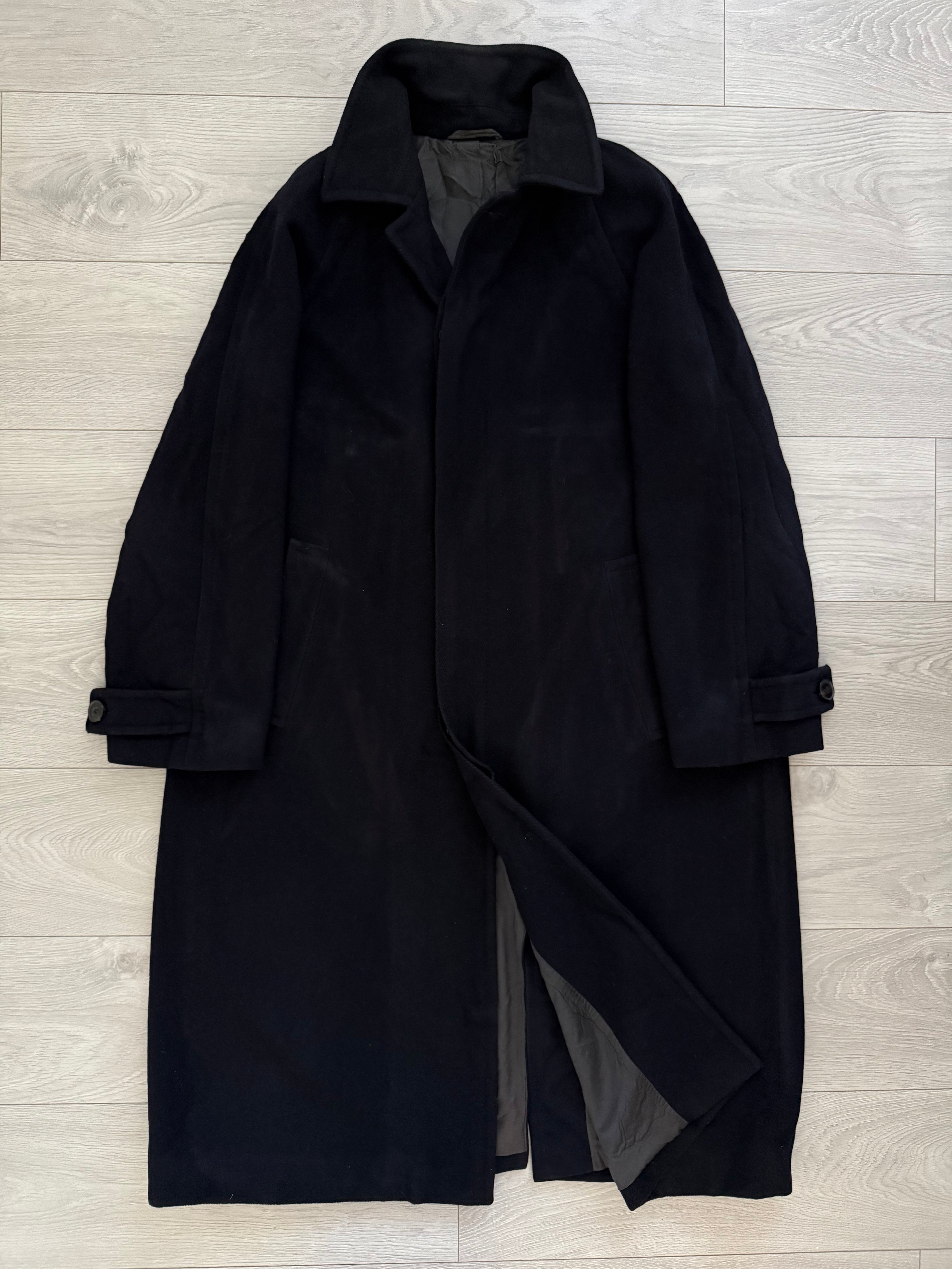 Hugo Boss 1980s Long Wool Herringbone Pea Coat - Size L