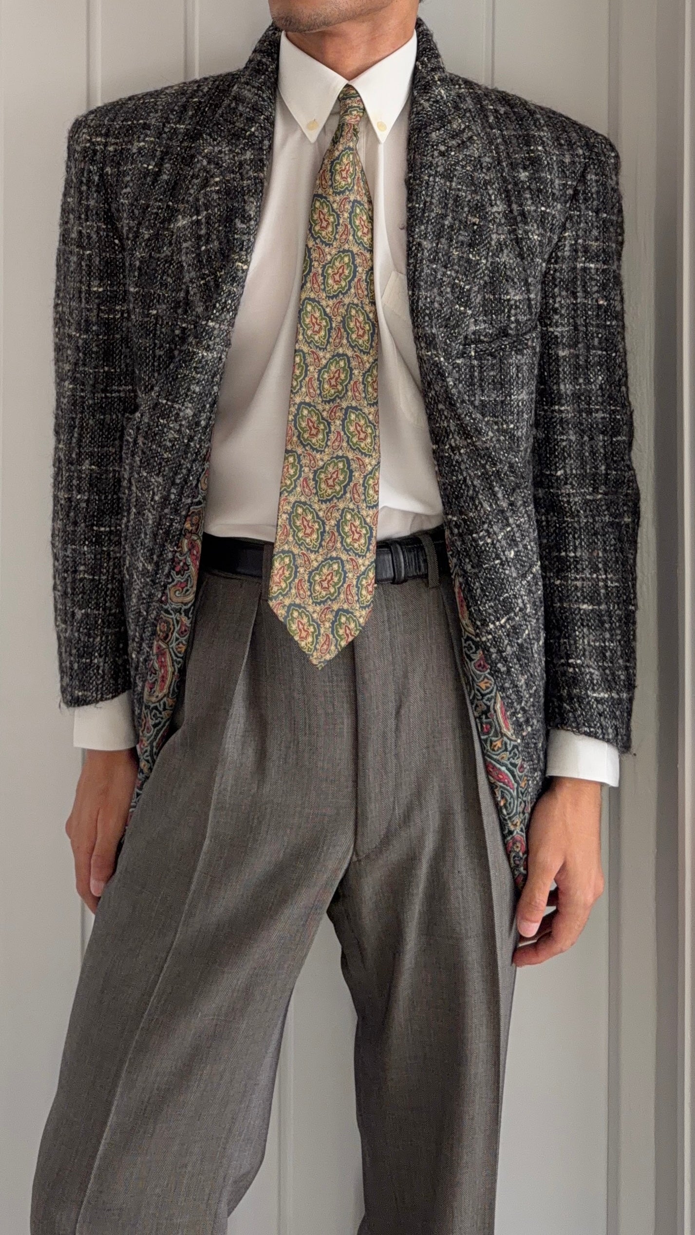 Hugo Boss 1980s 2B Boucle Tweed Sport Jacket Blazer - Size S