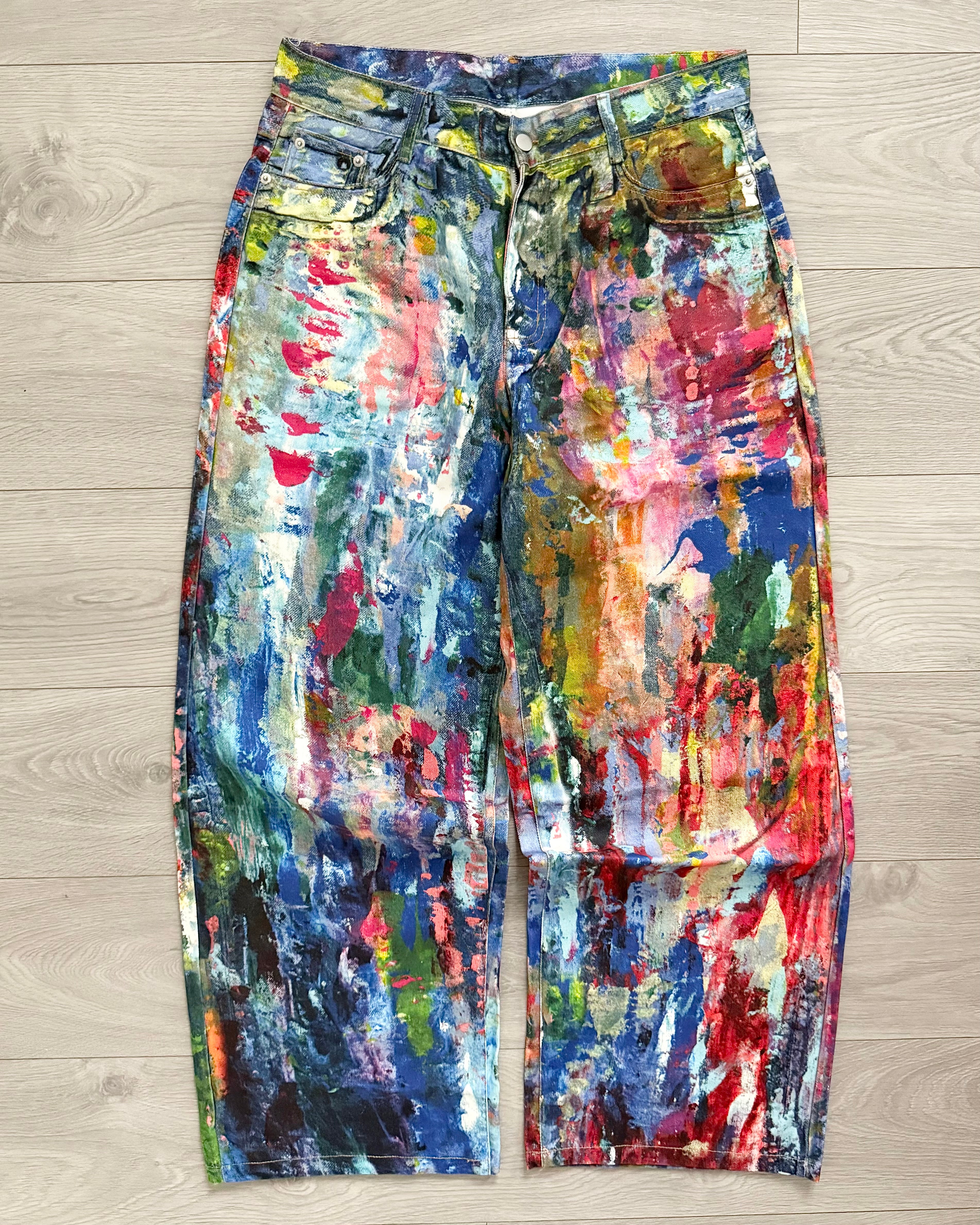 WC11Dene Trompe L'oeil Paint Splatter Jeans - Size L