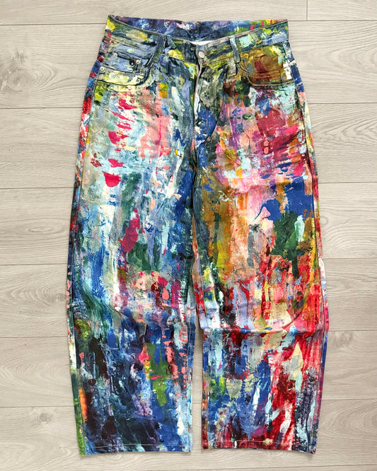 WC11Dene Trompe L'oeil Paint Splatter Jeans - Size L