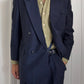 Yves Saint Laurent 1990s Double-Breasted Pleated Striped Blue Wool Suit - Size L Jacket / 32" Waist
