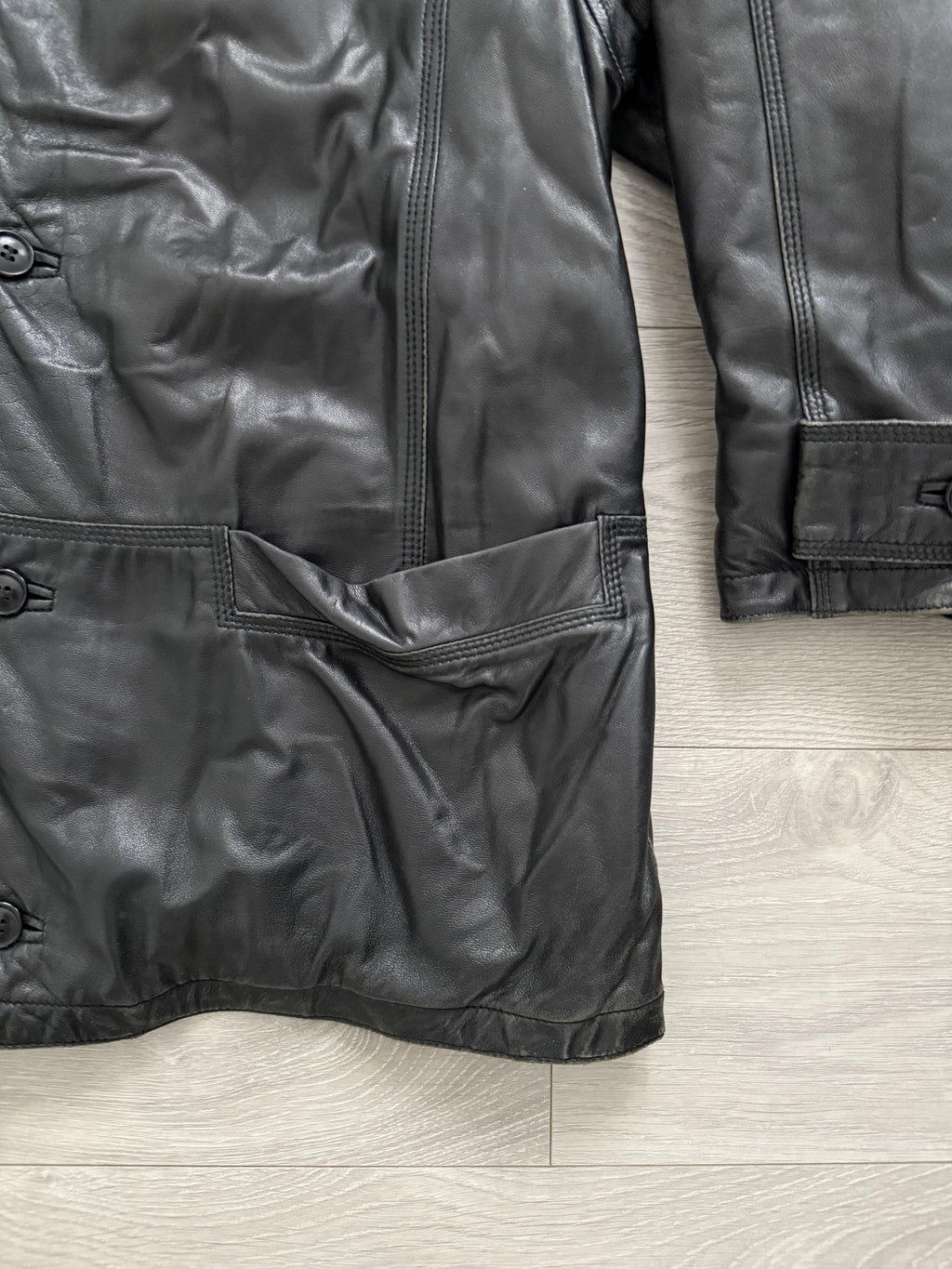 Sicons Armani 1980s Leather Hunting Jacket Coat - Size M