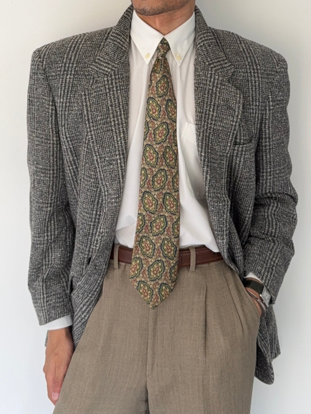Christian Dior 1980s 2B Tweed Wool Sports Blazer Jacket - Size L