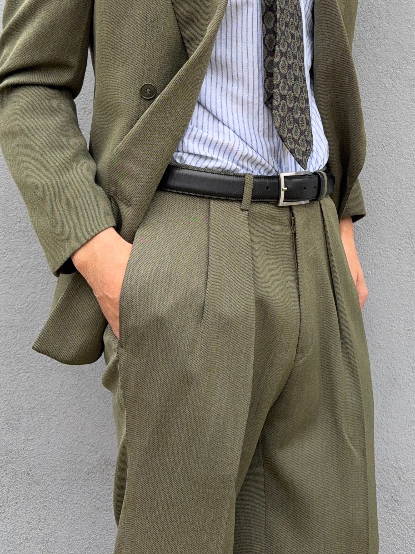 Giorgio Armani 1980s Double Breasted Pleated Wool Suit - Size S Jacket / 30" Waist