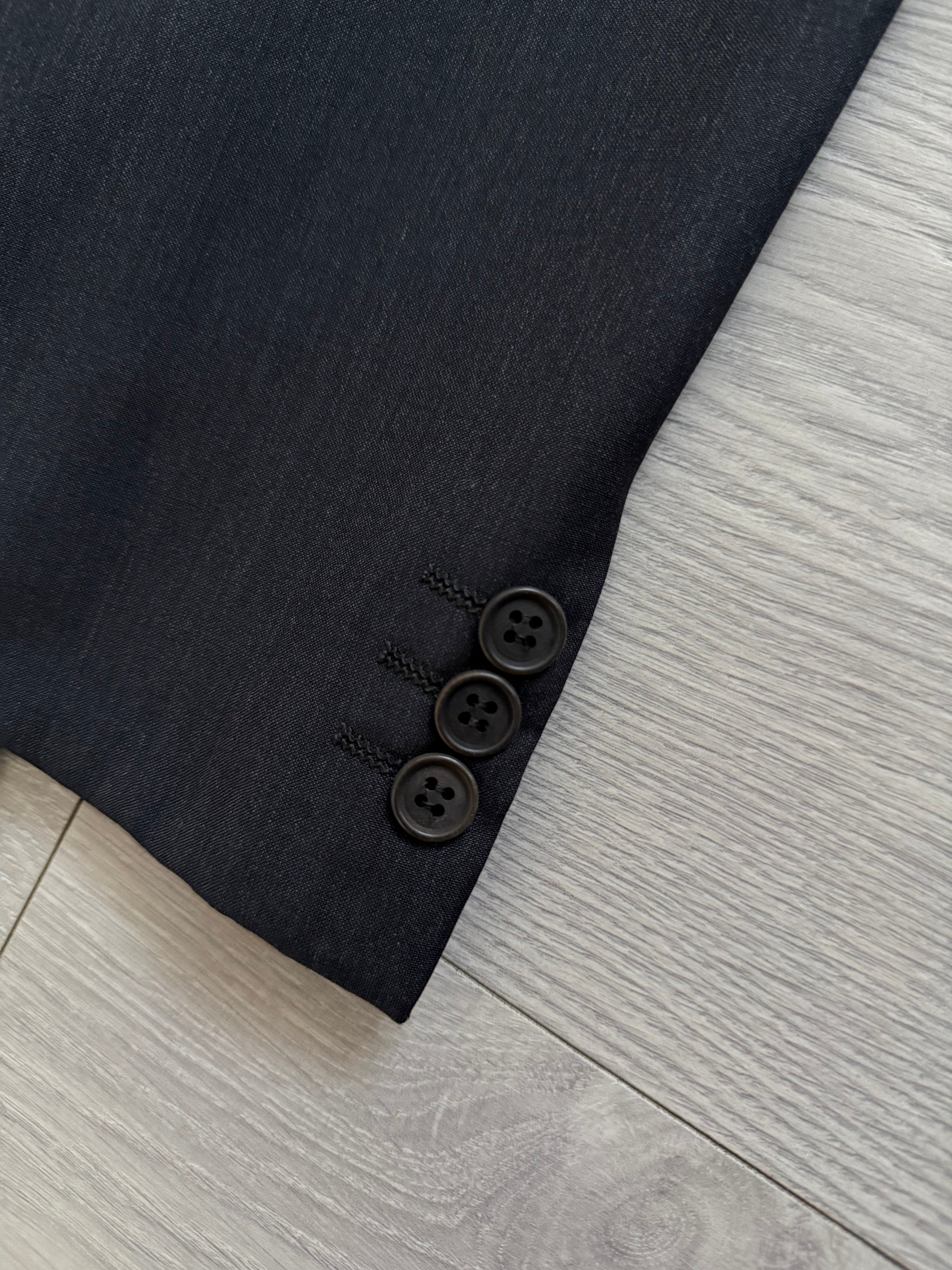 Giorgio Armani 1980s Grey Peaked Lapel Double Breasted Wool Sports Blazer Jacket - Size XL
