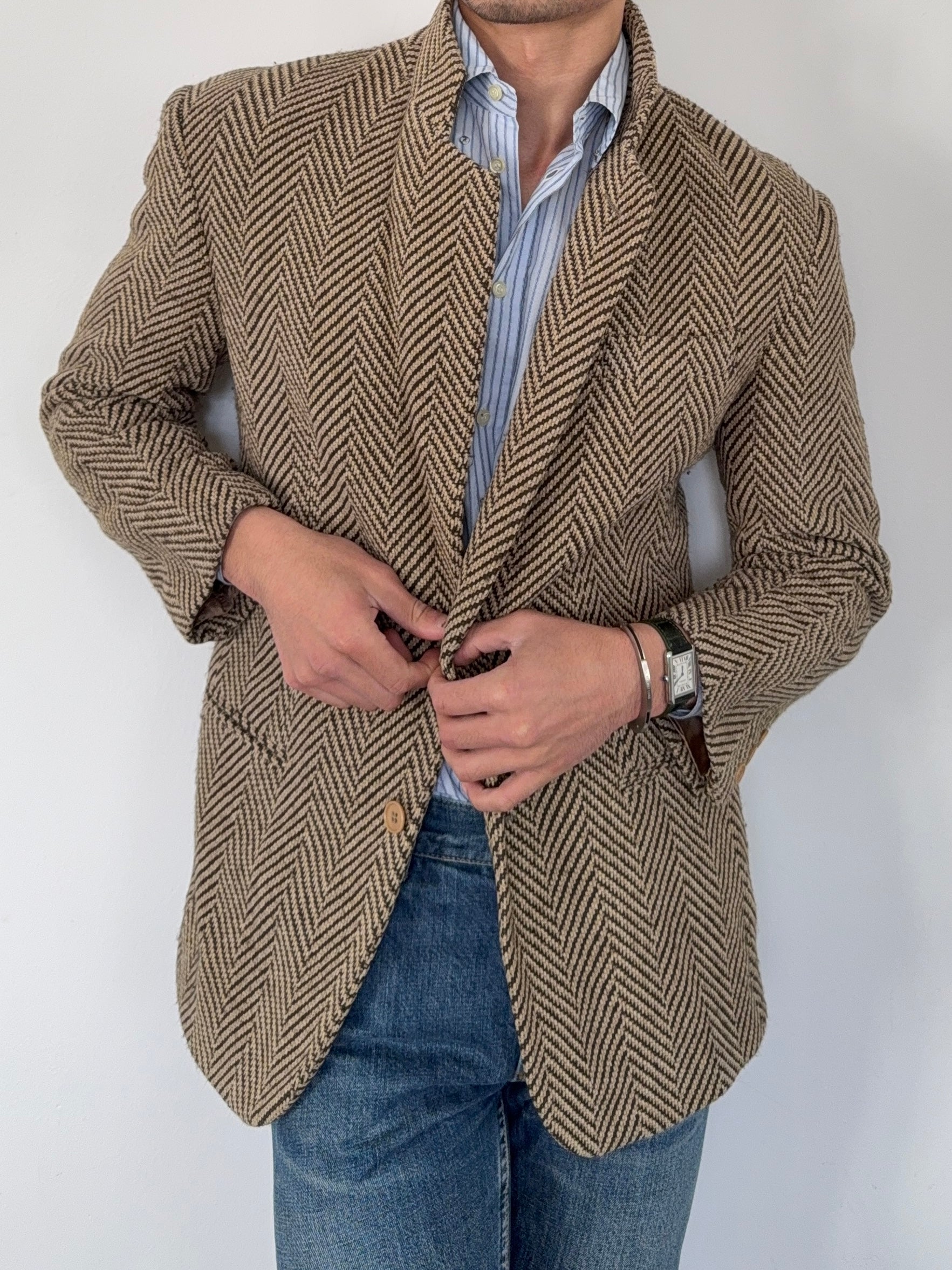 Emporio Armani 1990s Wool Herringbone Sports Jacket - Size S