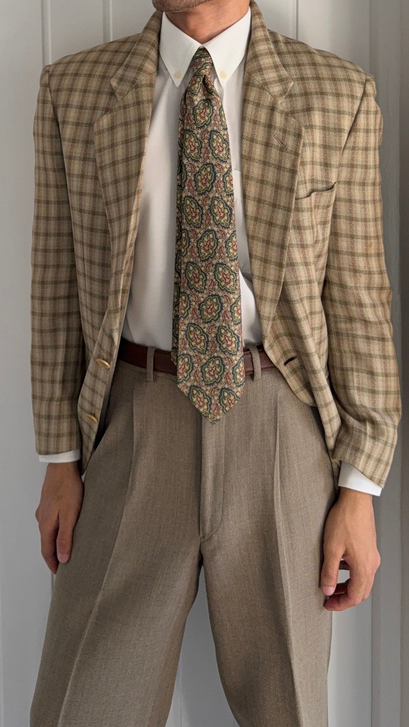 Emporio Armani 1980s 2B Textured Linen Silk Wool Lightweight Sport Jacket Blazer  - Size S