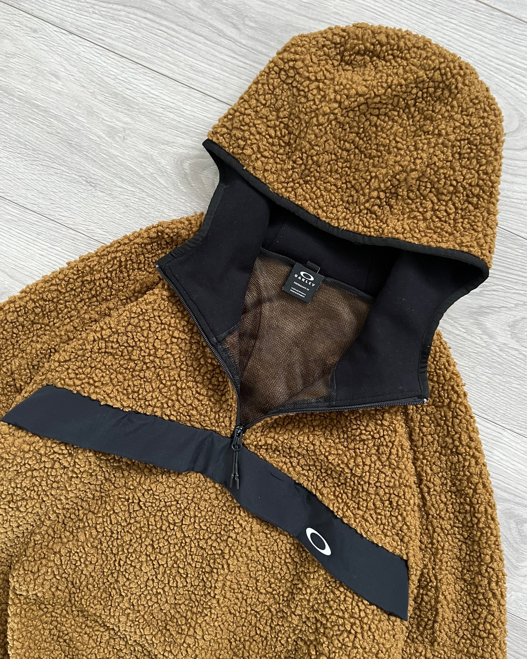 Oakley 1/4 Zip Brown Technical Boa Fleece Anorak - Size L