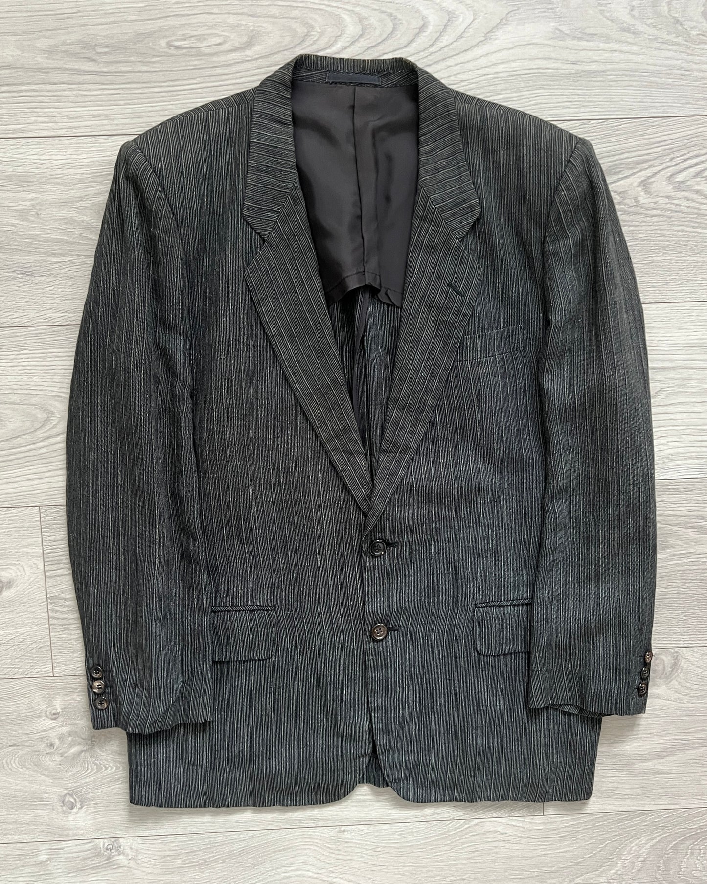 Comme Des Garcons Homme 1990s Linen Pleated Striped Suit - Size M Jacket / 30" Waist