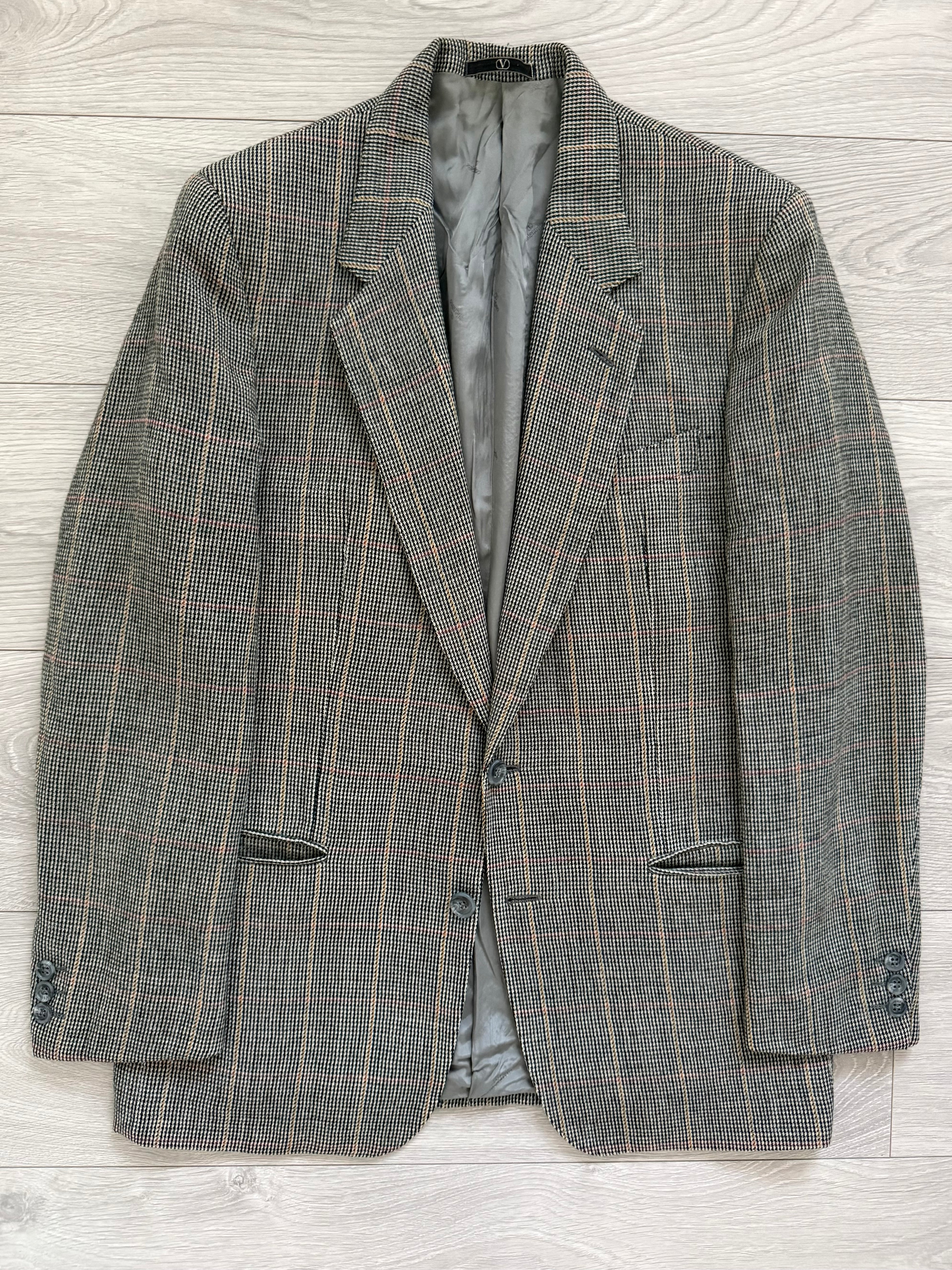 Valentino 1980s 2B Check Wool Sports Blazer Jacket - Size S