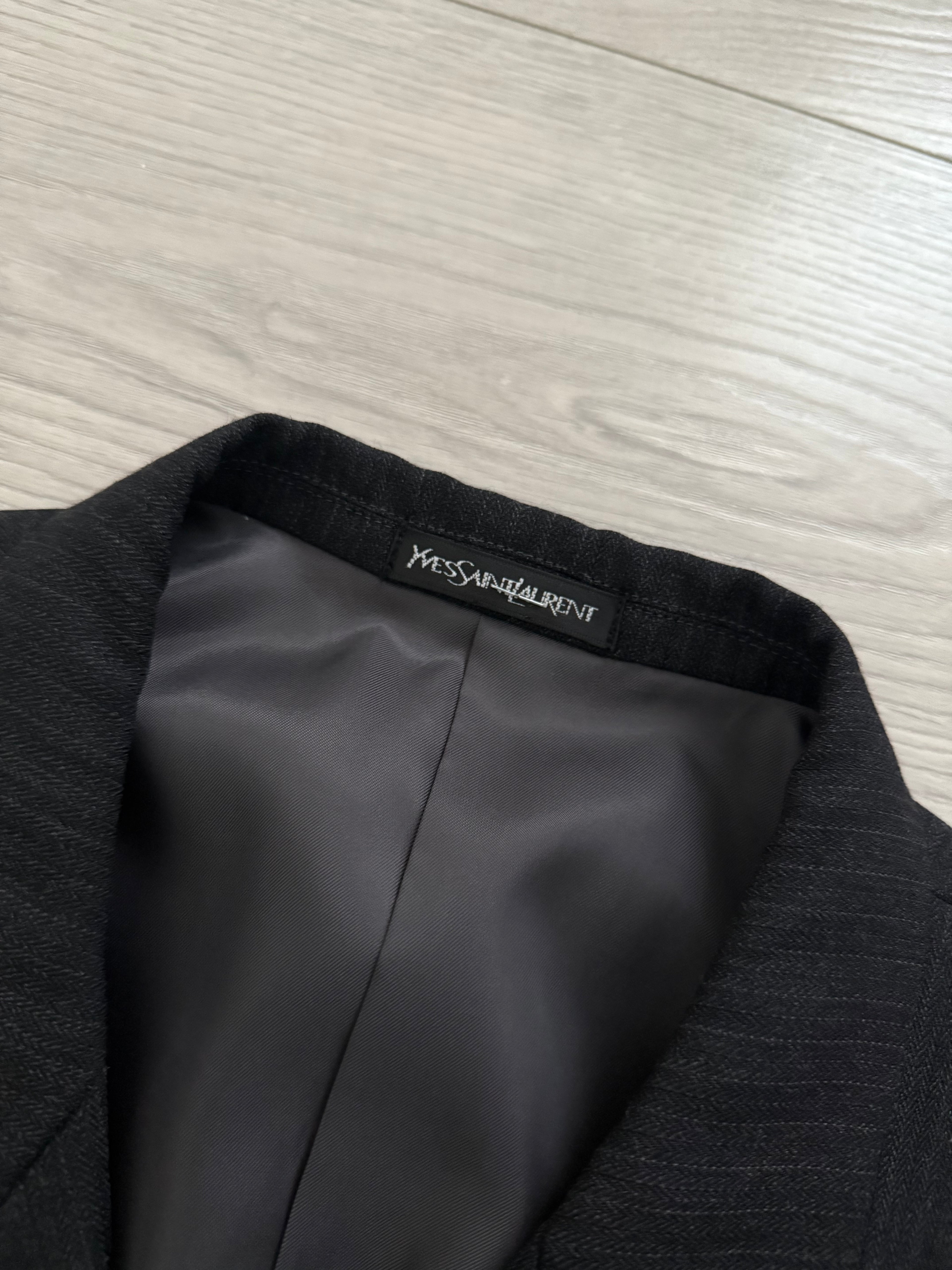 Yves Saint Laurent 1990s Double Breasted Pleated Wool Suit - Size XL Jacket / 36" Waist