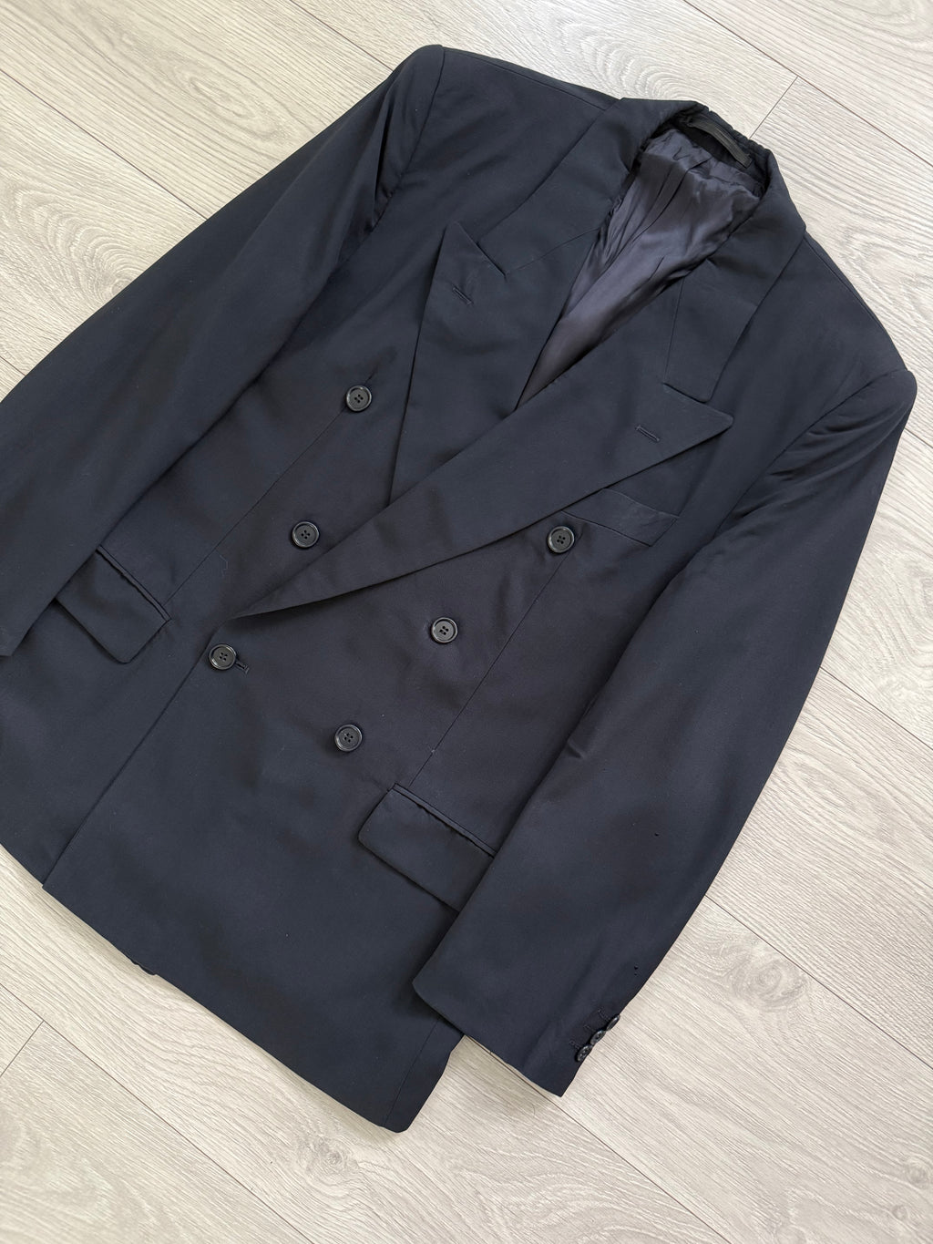 Hugo Boss 1980s 'Mitford' Double Breasted Peaked Lapel Sports Jacket Blazer Navy - Size S