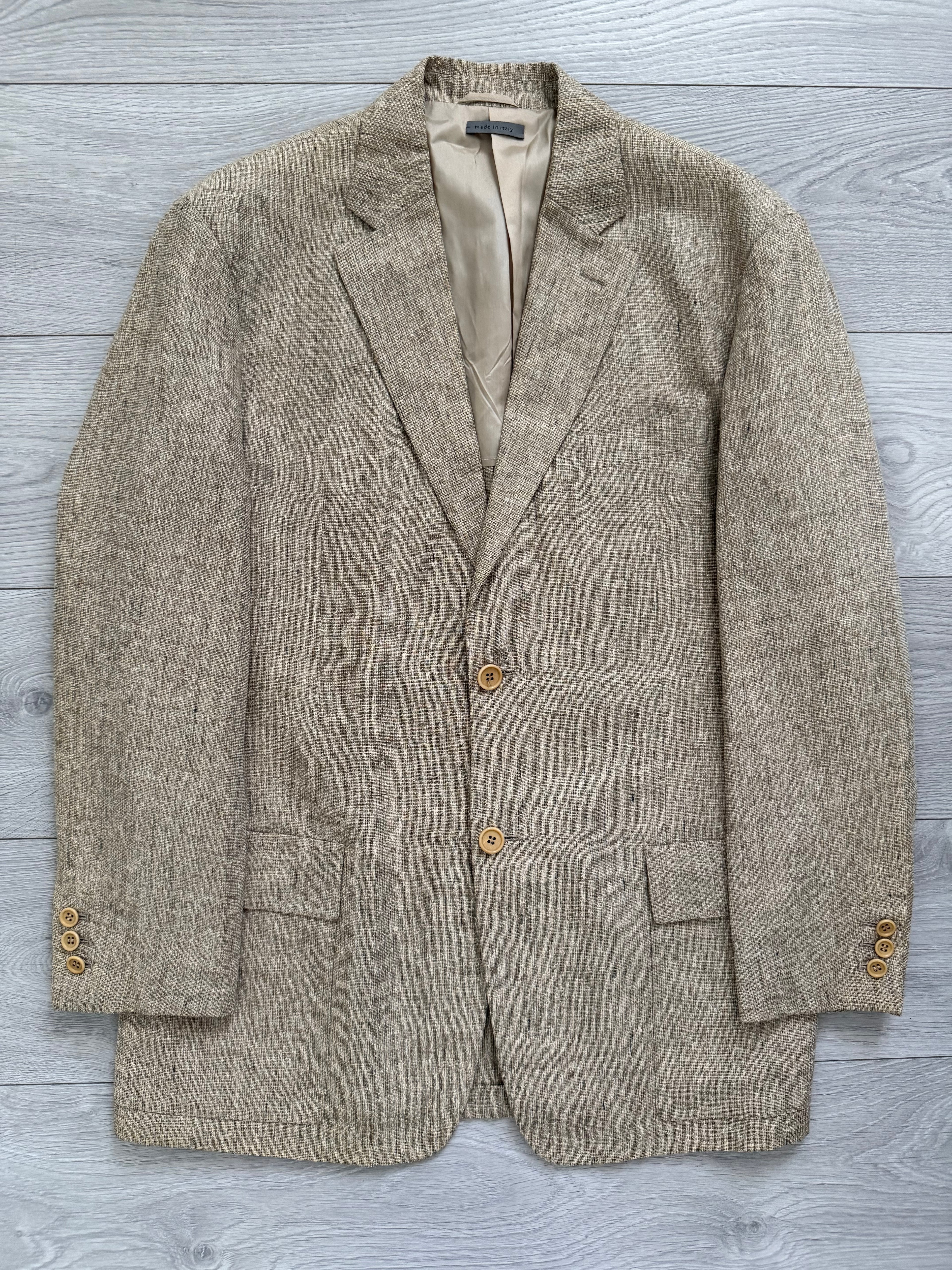 Hilton Armani 1990s Linen Silk 2B Handmade Sports Jacket Blazer - Size L