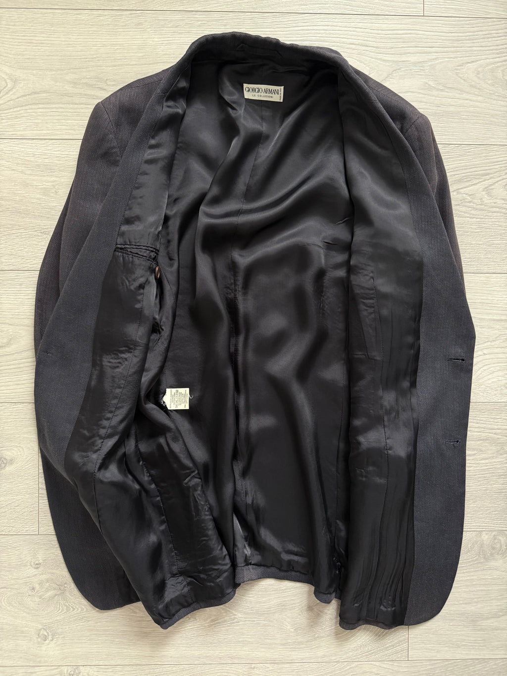 Giorgio Armani 1980s 2B Wool Silk Micro-Herringbone Sport Jacket Blazer - Size L