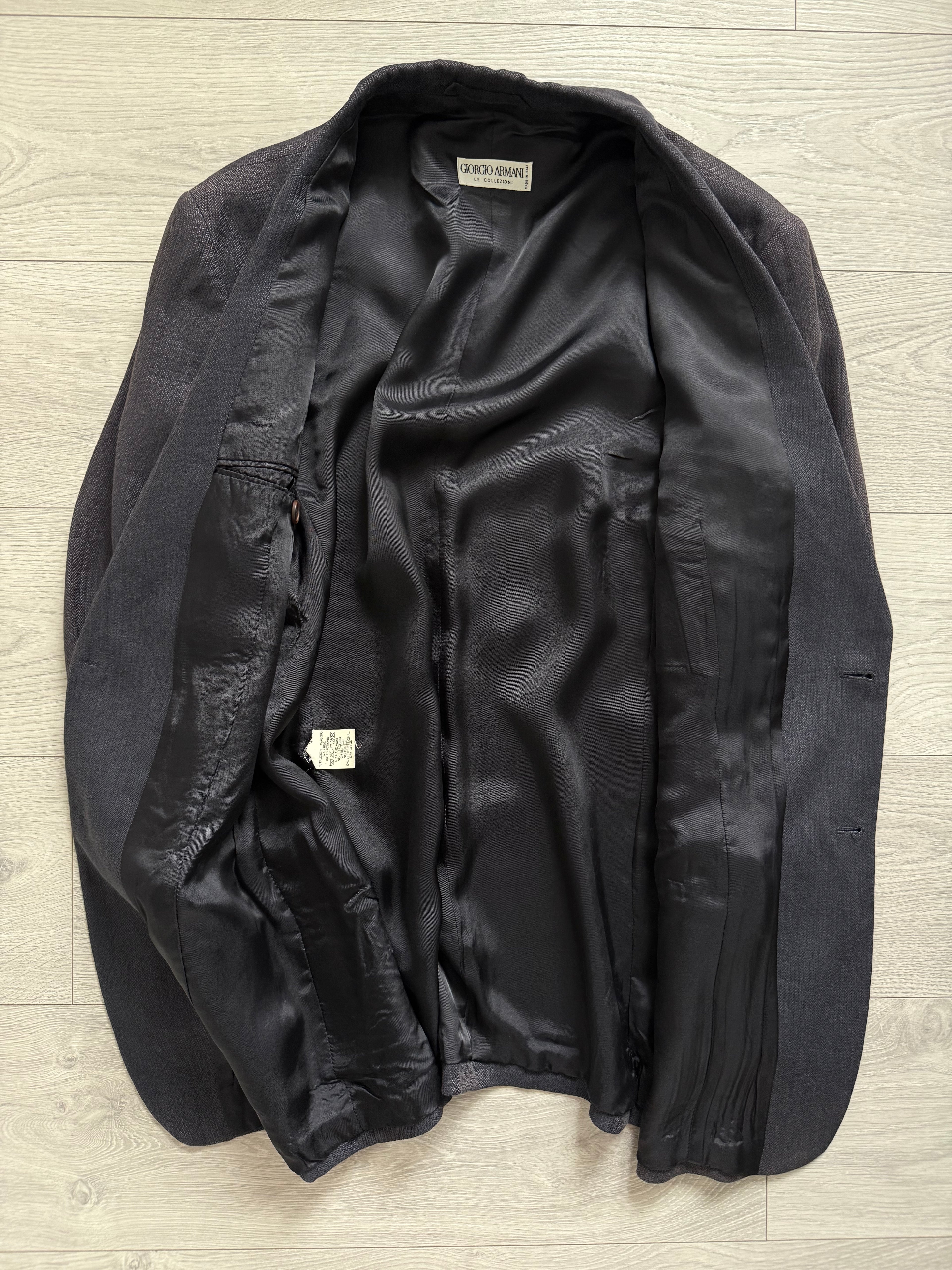 Giorgio Armani 1980s 2B Wool Silk Micro-Herringbone Sport Jacket Blazer - Size L