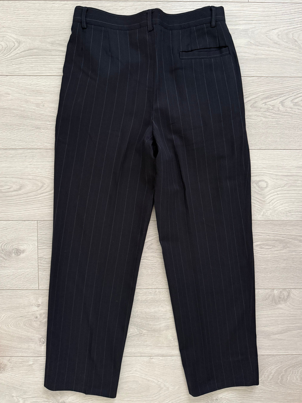 Versace 1980s Notch Lapel Double Breasted Pleated Wool Striped Suit - Size S Jacket / 32" Waist