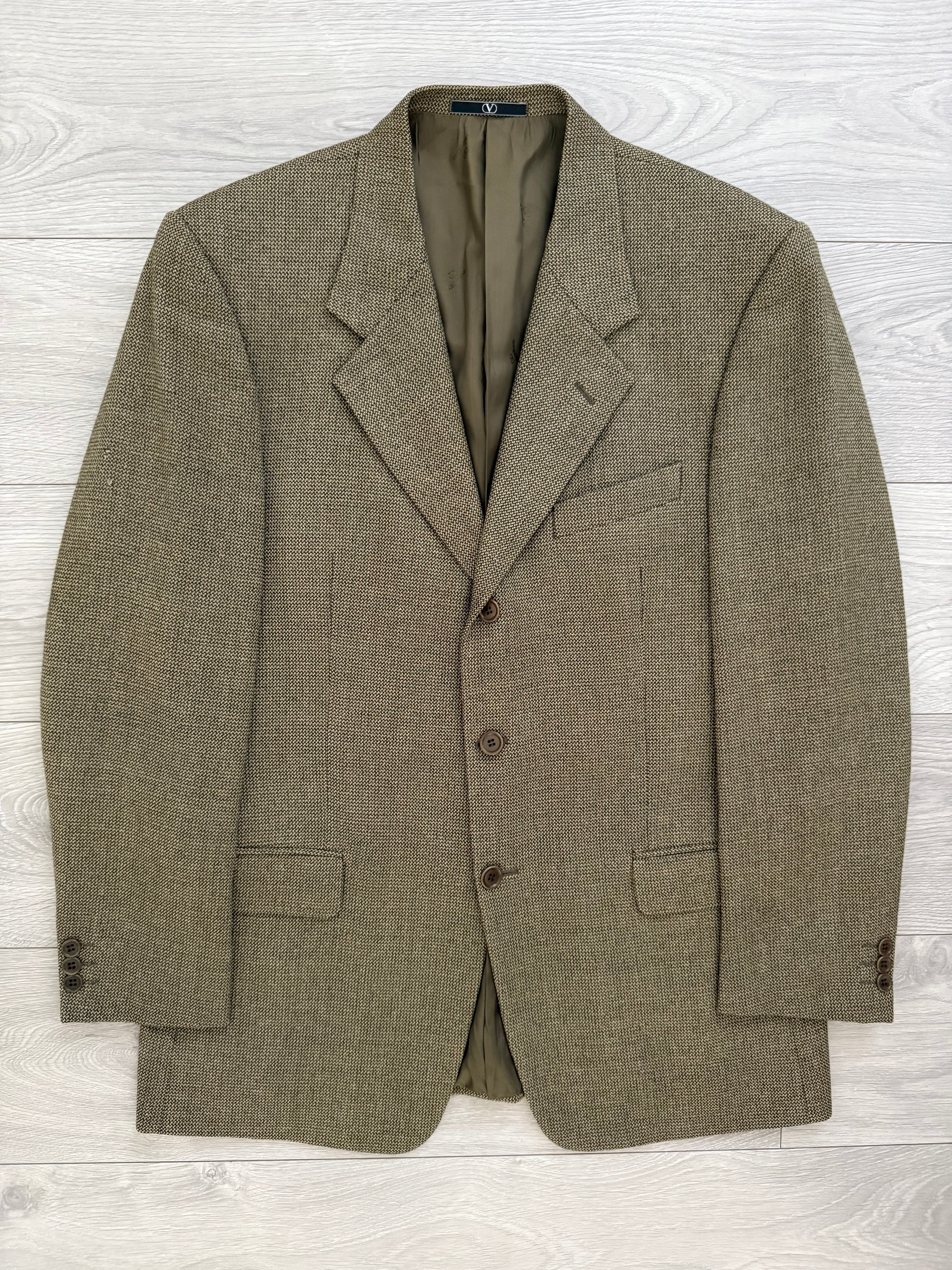 Valentino 1980s 3B Textured Wool Sport Jacket Blazer  - Size XL