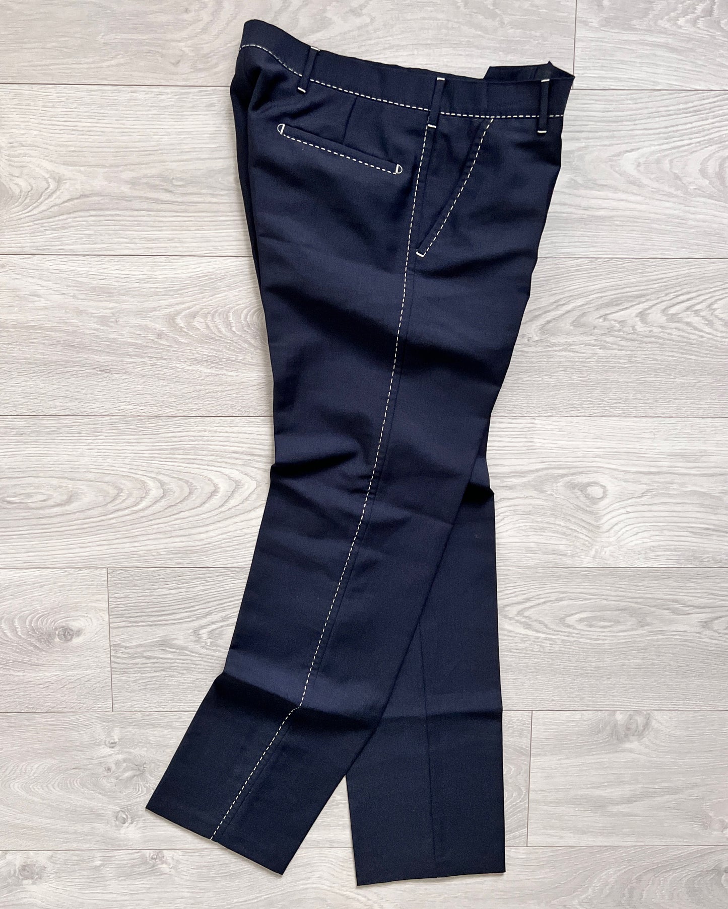 Prada Mainline AW2014 Contrast Stitch Centre Pleat Trousers - Size 34