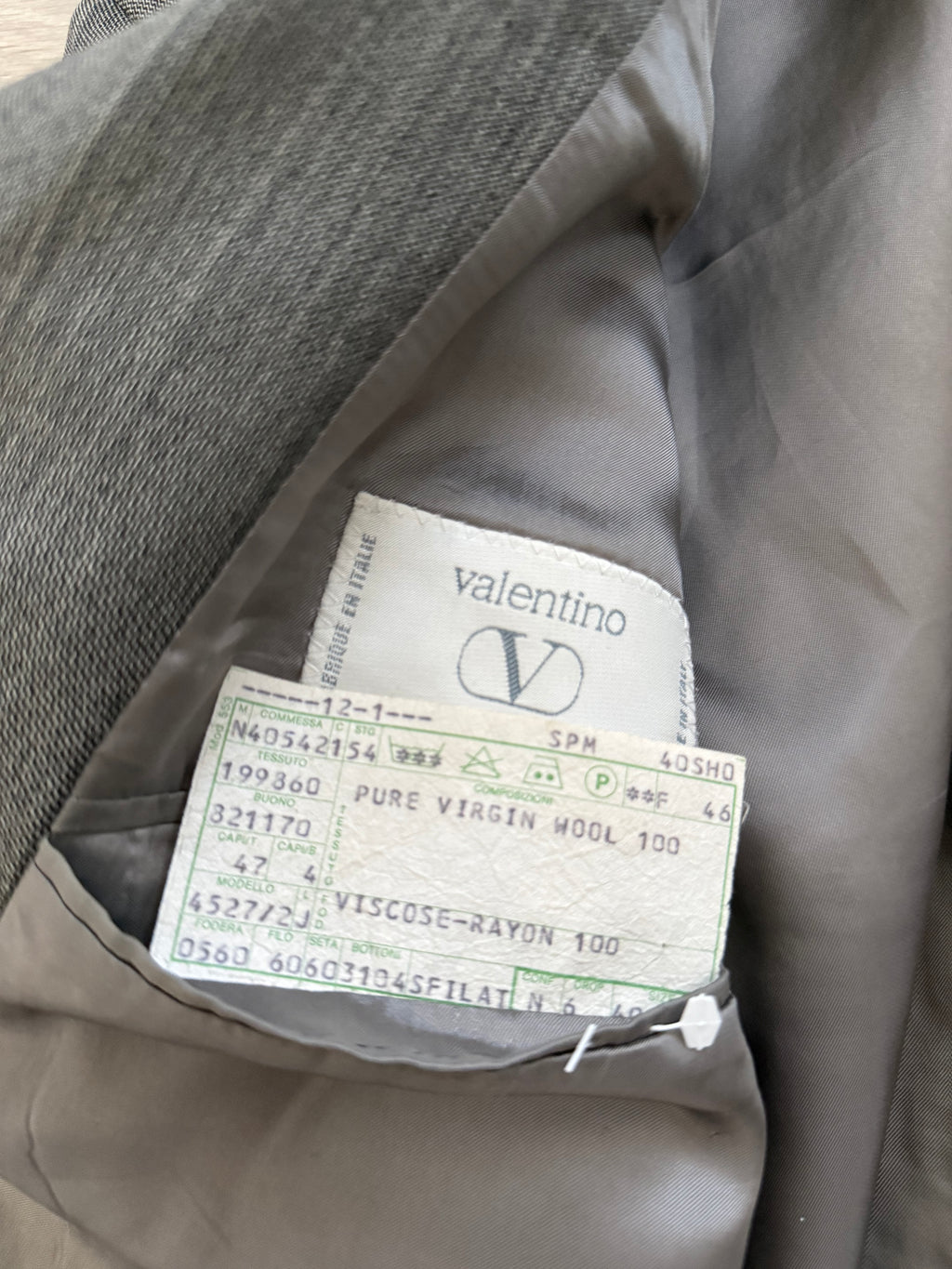 Valentino 1980s 2B Heathered Grey Wool Sports Blazer Jacket - Size L