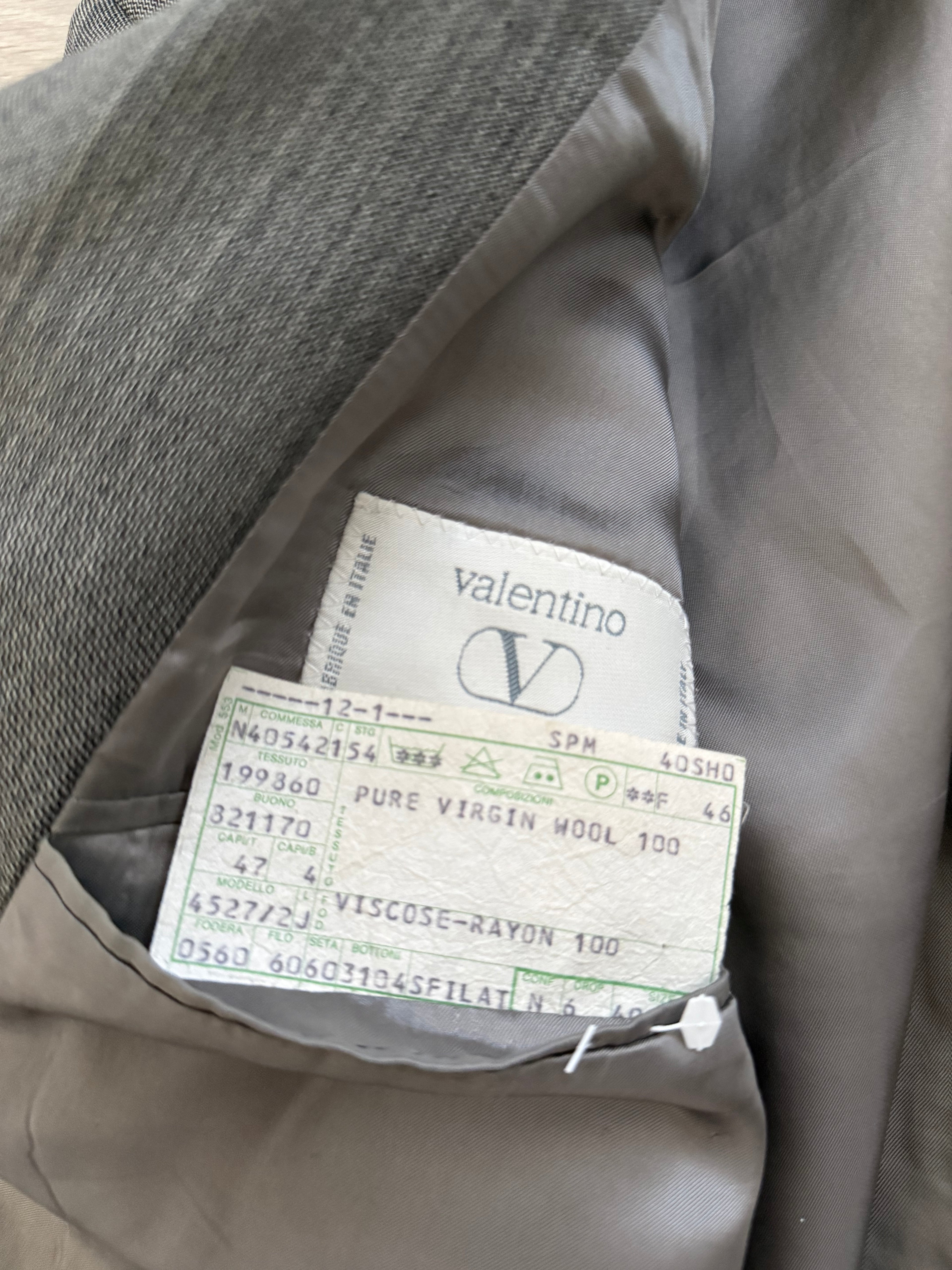 Valentino 1980s 2B Heathered Grey Wool Sports Blazer Jacket - Size L
