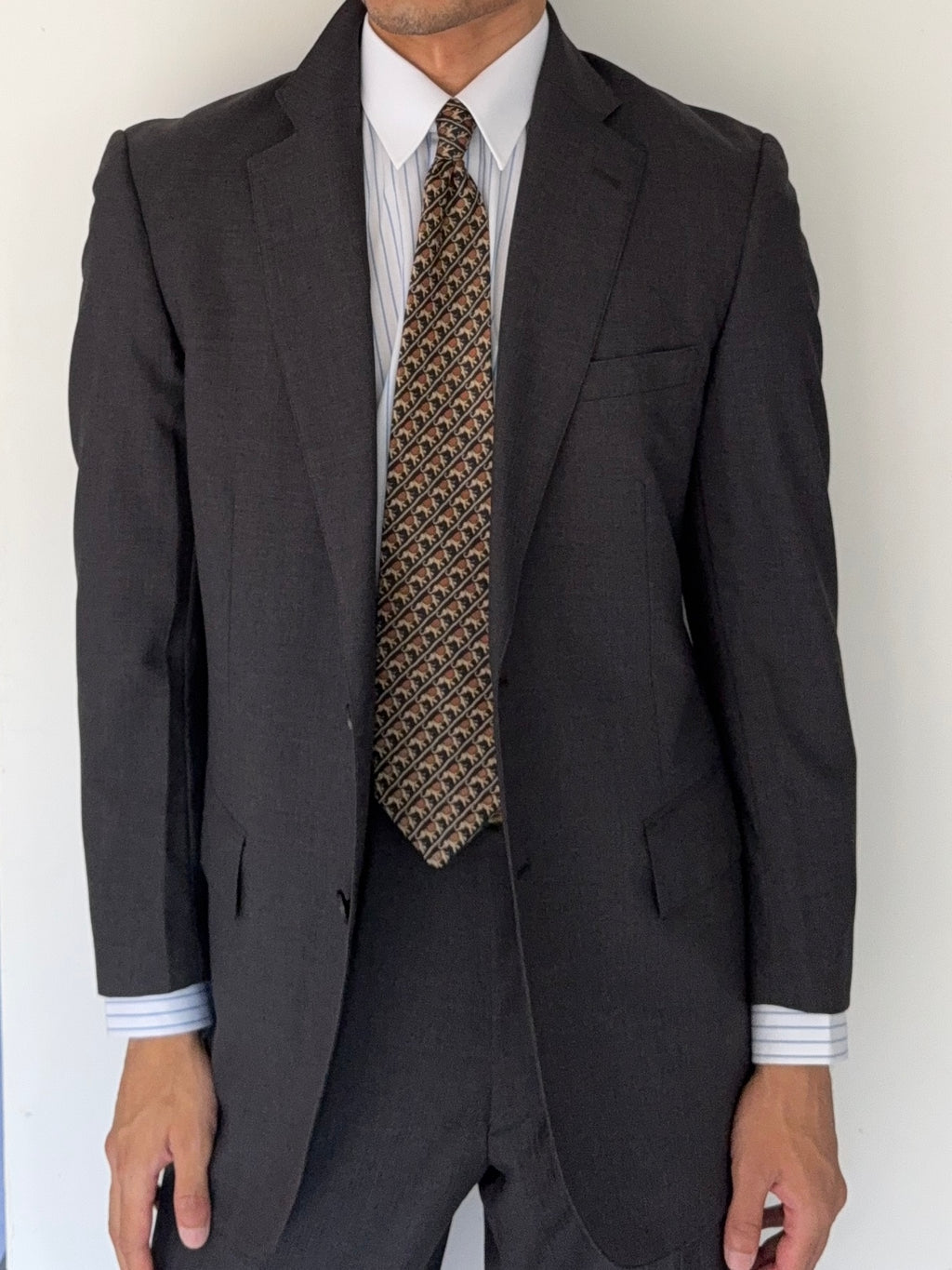 Ralph Lauren 1990s 2B Pleated Lightweight Wool Suit Grey - Size S Jacket / 32" Waist