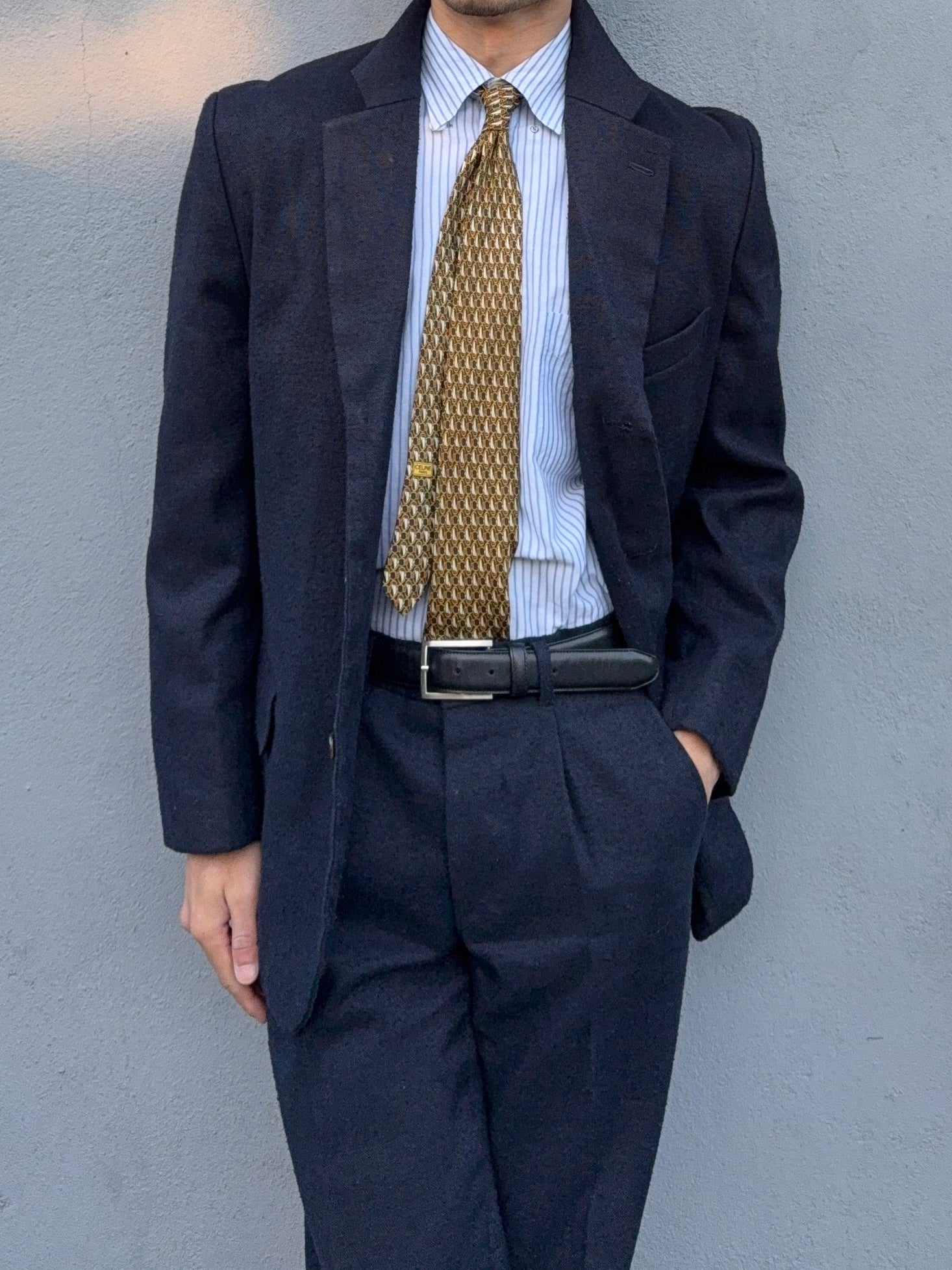 Comme Des Garcons Homme Plus SS1998 Structured Poly 'Pilled' Blue Suit - Size M Jacket / 32" Waist