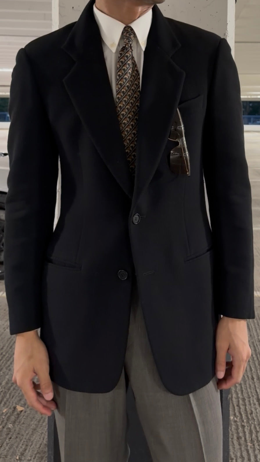 Giorgio Armani 1990s Black Wool Blend Sports Jacket Blazer - Size S