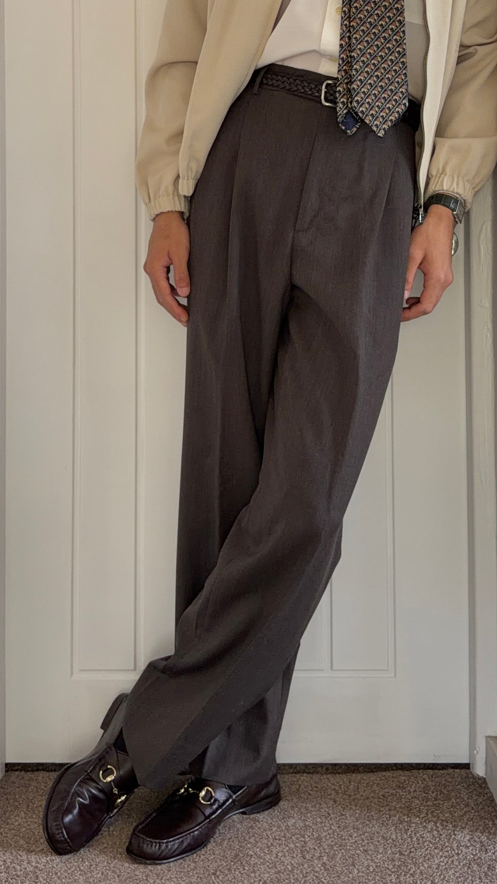 Hilton Vestimenta Armani 1990s Double Pleat Taupe Brown Pants - Size 30" Waist