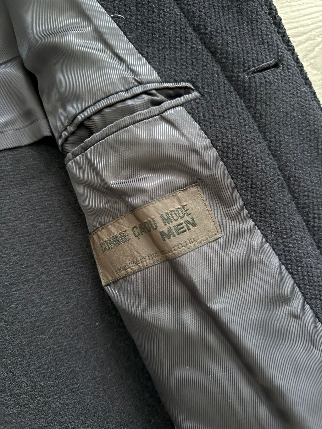 Comme Cadu Mode 1990s Wool Navy Overcoat - Size S