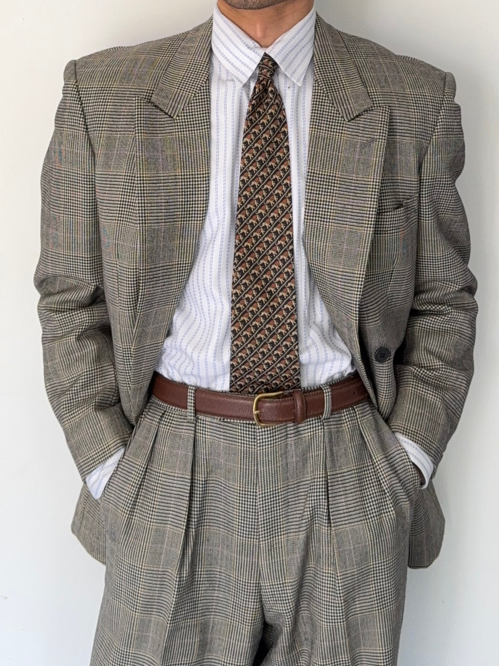 Paul Smith 1990s Peaked Lapel Double Breasted Wool Check Suit - Size M Jacket / 32" Waist