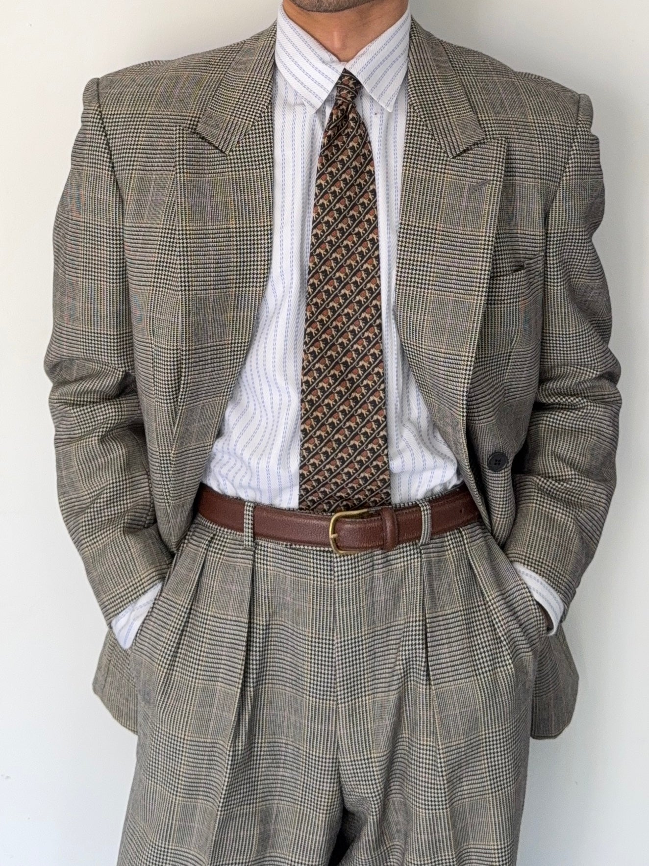 Paul Smith 1990s Peaked Lapel Double Breasted Wool Check Suit - Size M Jacket / 32" Waist