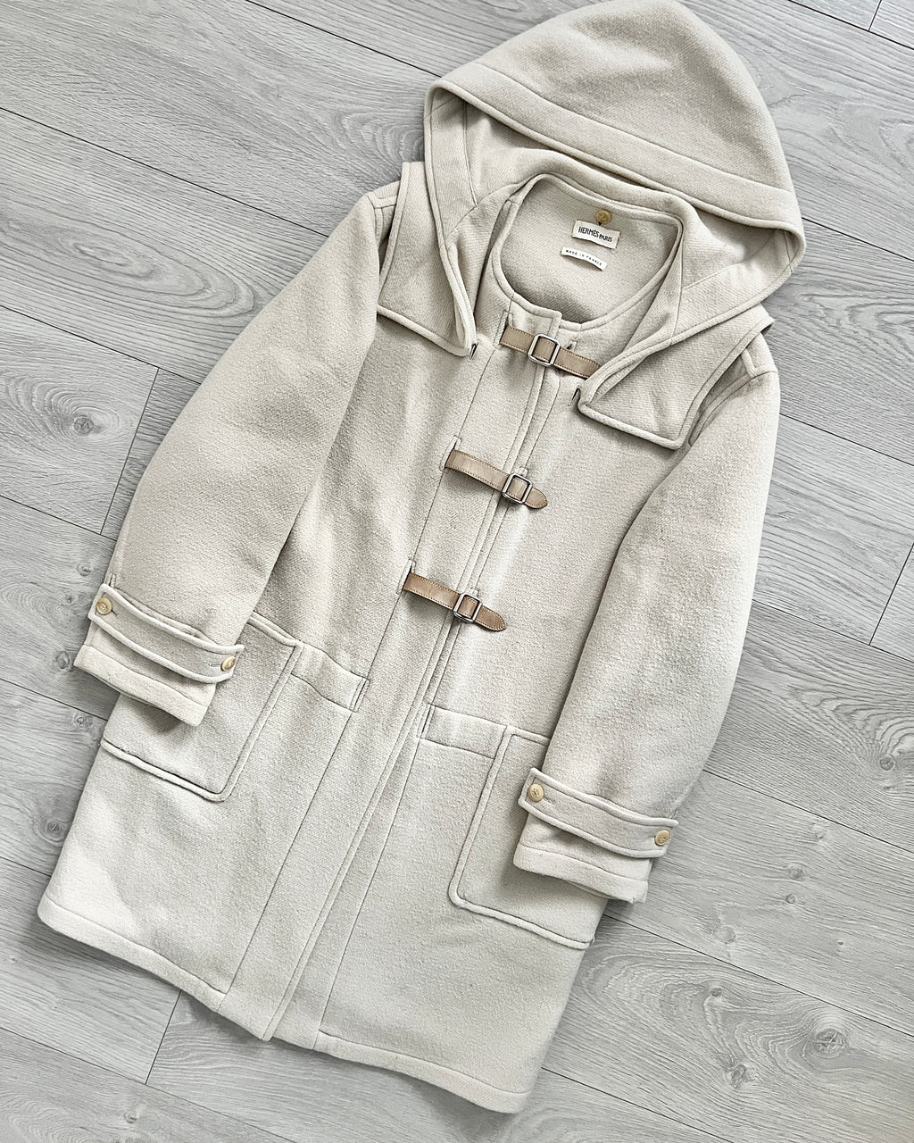Hermes by Martin Margiela FW2000 Leather Buckle Runway Duffle Coat - Size M Womens