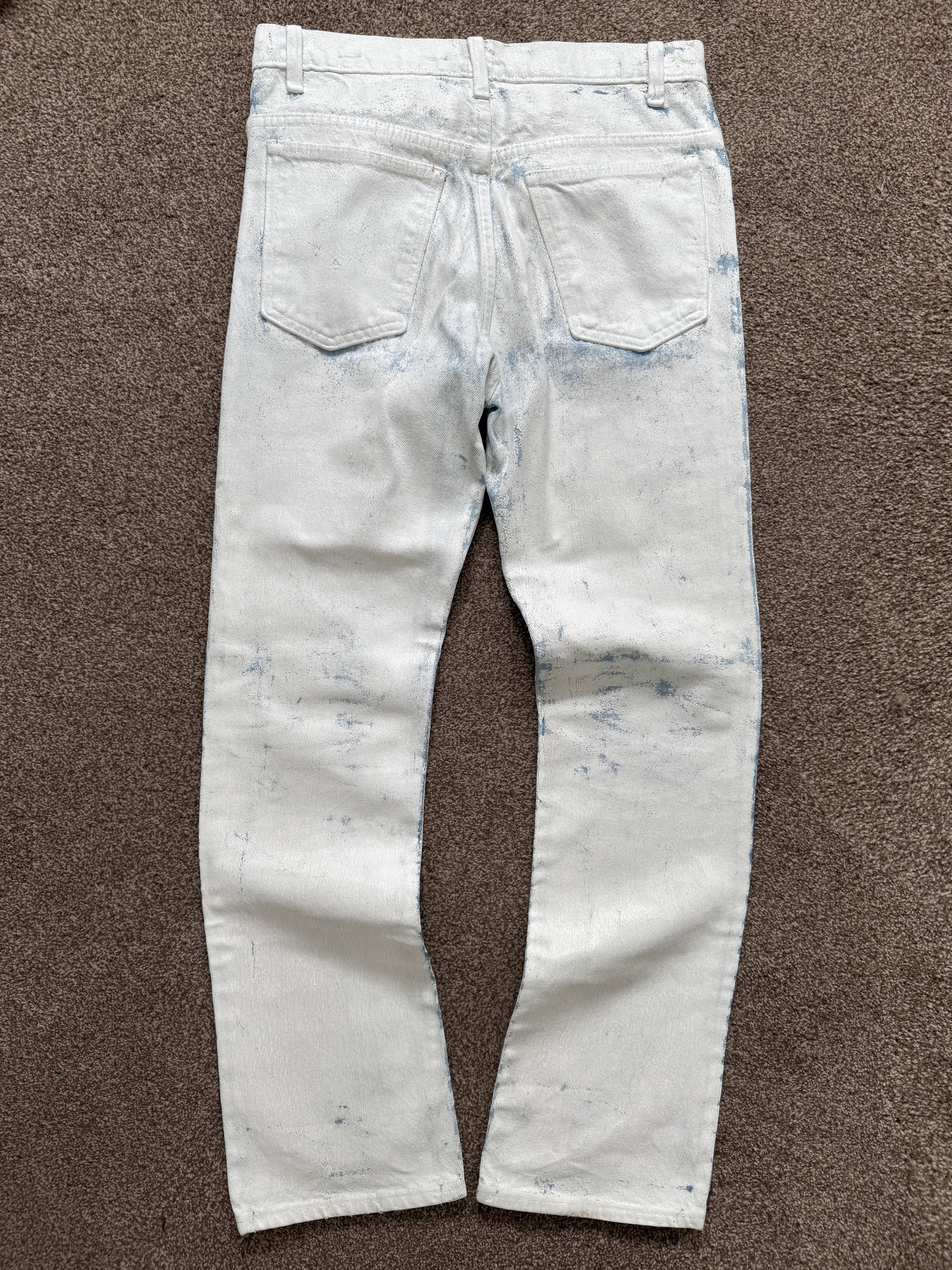 Maison Martin Margiela Artisanal Line (0)(10) SS2002 White Painted Denim Jeans - Size 29" Waist