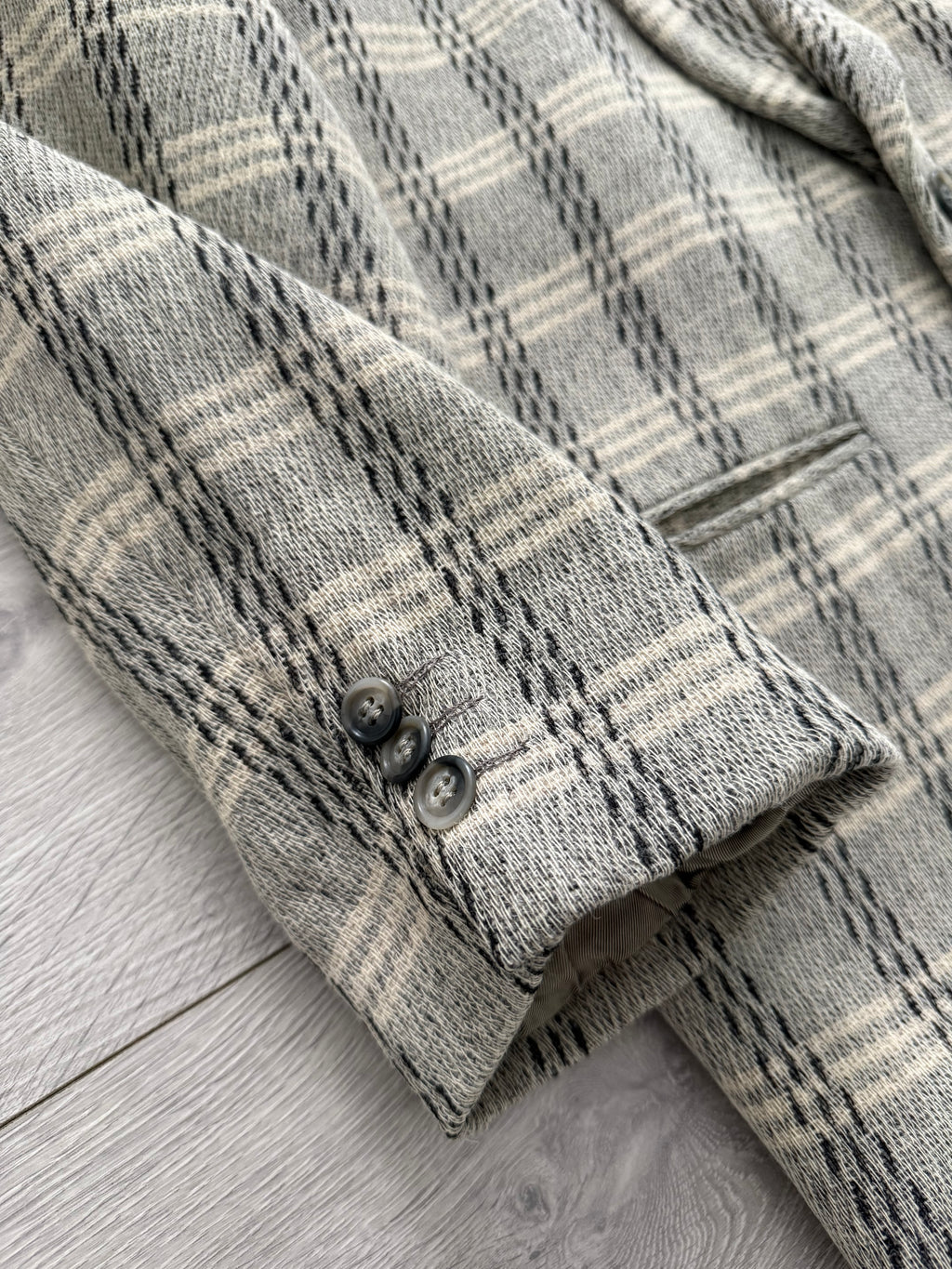 Emporio Armani 1980s 2B Textured Wool Check Sports Jacket Blazer - Size S