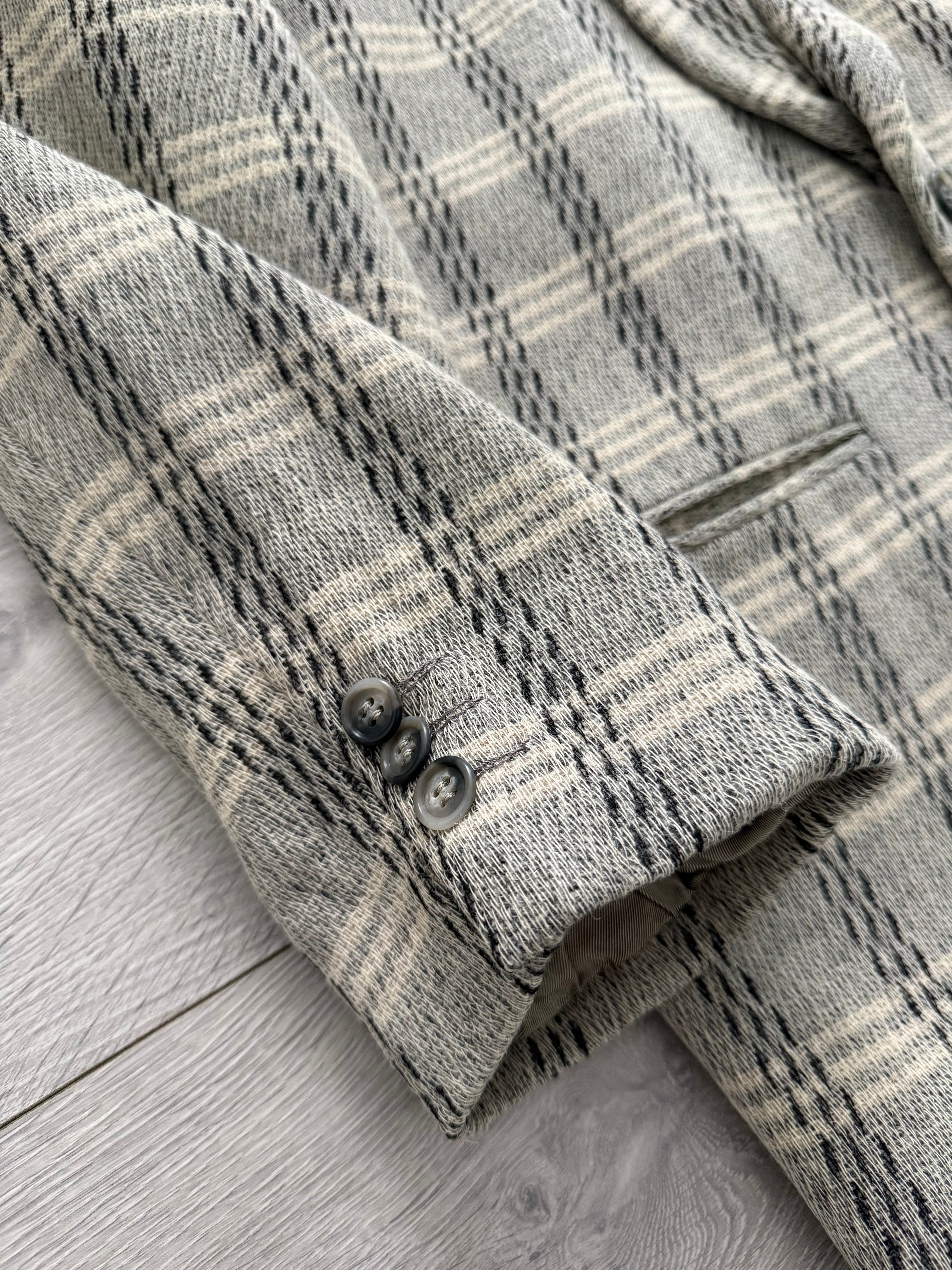 Emporio Armani 1980s 2B Textured Wool Check Sports Jacket Blazer - Size S