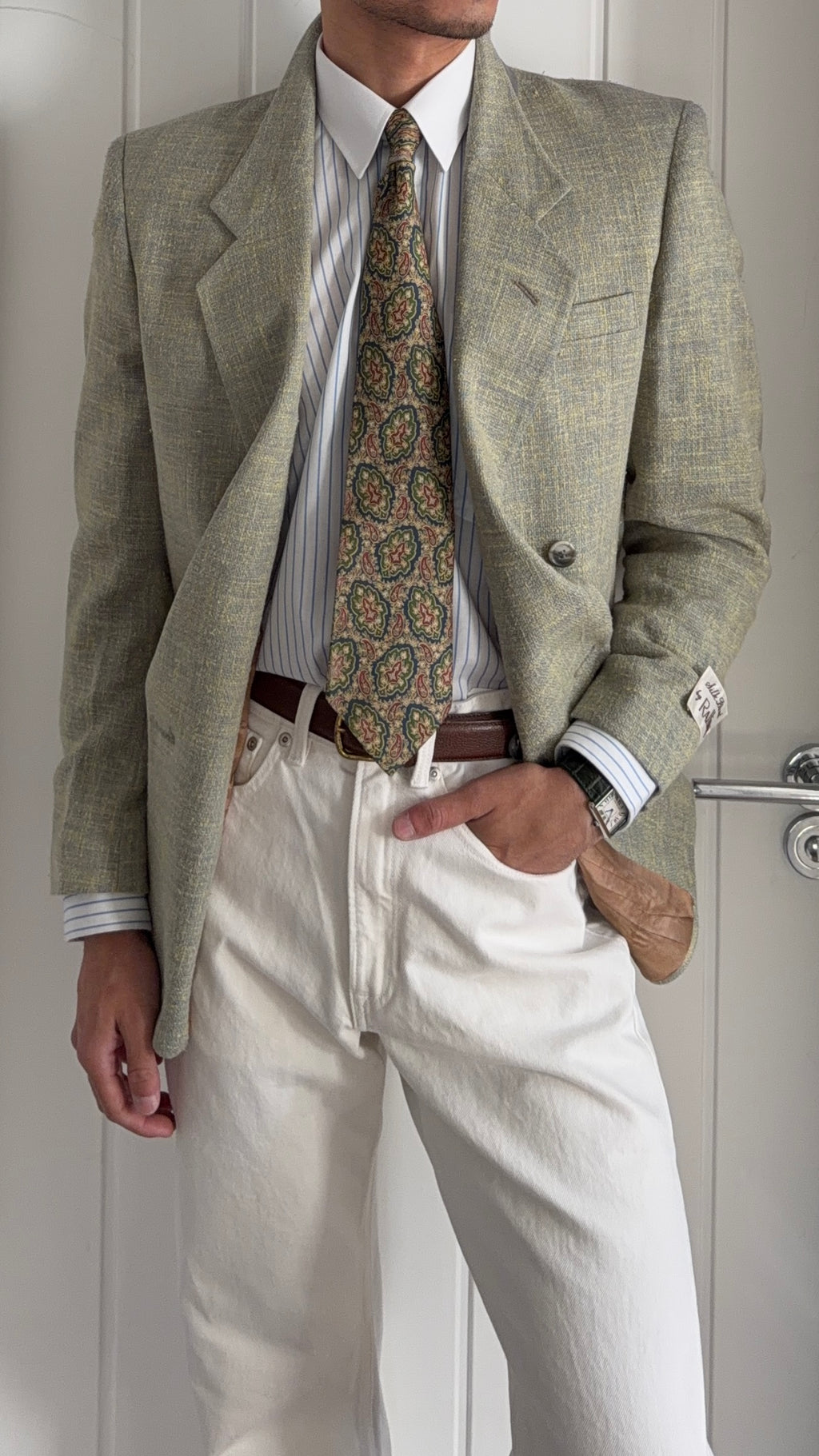 Raffinati 1990s Silk Wool Double Breasted Textured Sport Jacket Blazer  - Size S