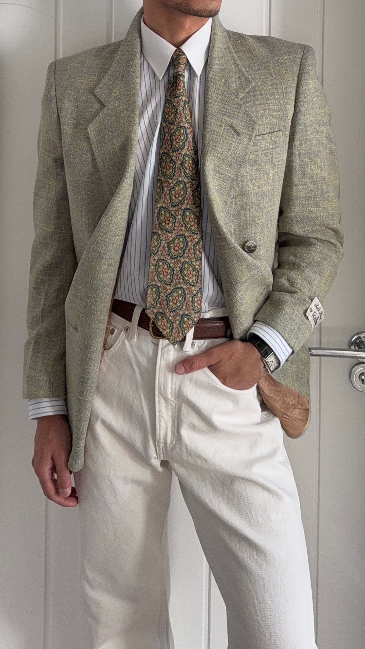 Raffinati 1990s Silk Wool Double Breasted Textured Sport Jacket Blazer  - Size S