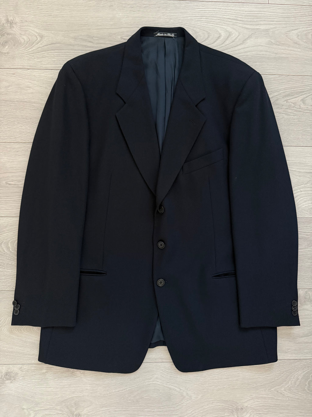 Giorgio Armani 1980s 3B Wool Twill Weave Navy Pleated Suit - Size XXL Jacket / 35" Waist