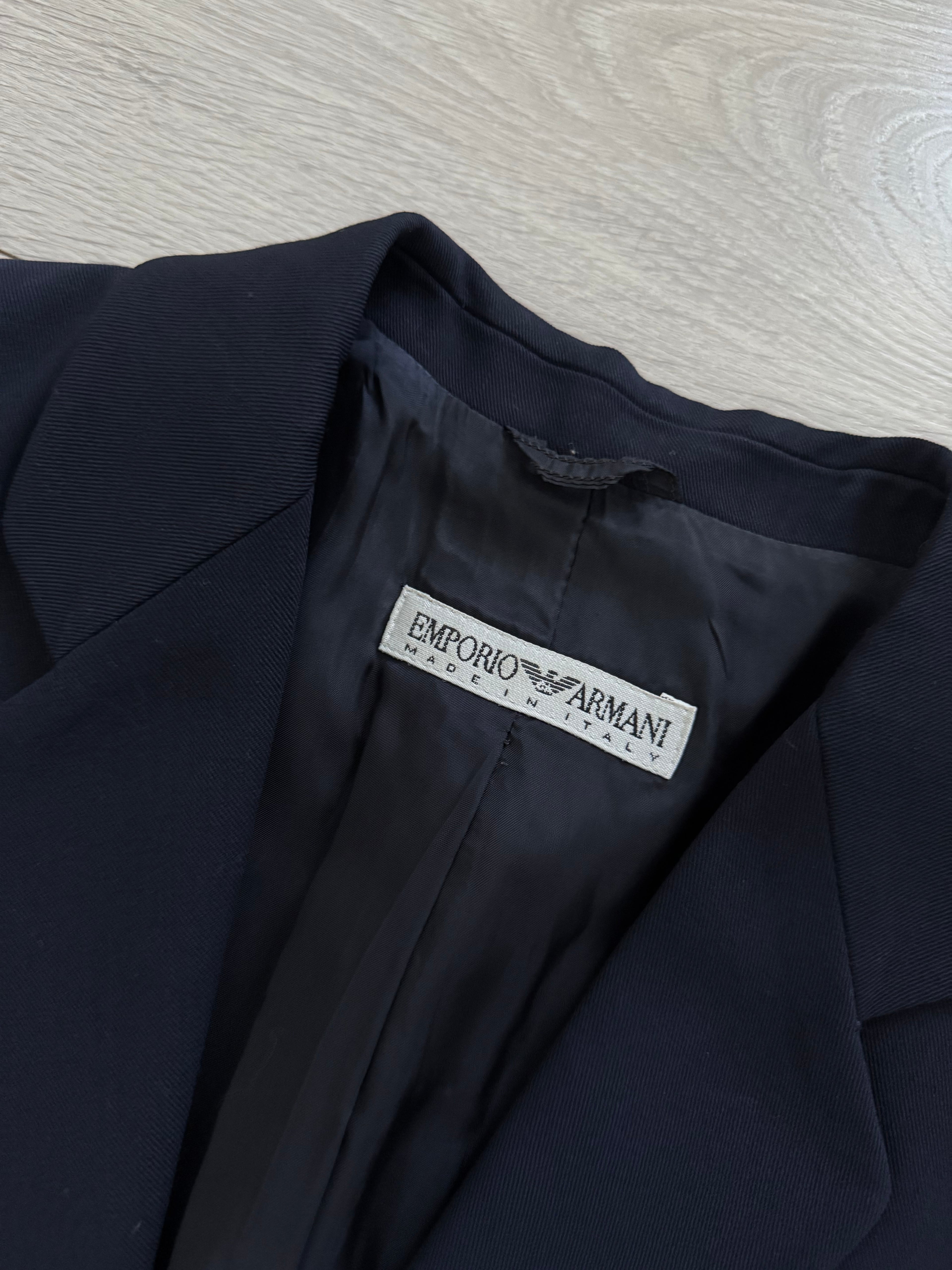 Emporio Armani AW1992 Womens Draped Wool Navy Suit - Size M Jacket / 28" Waist