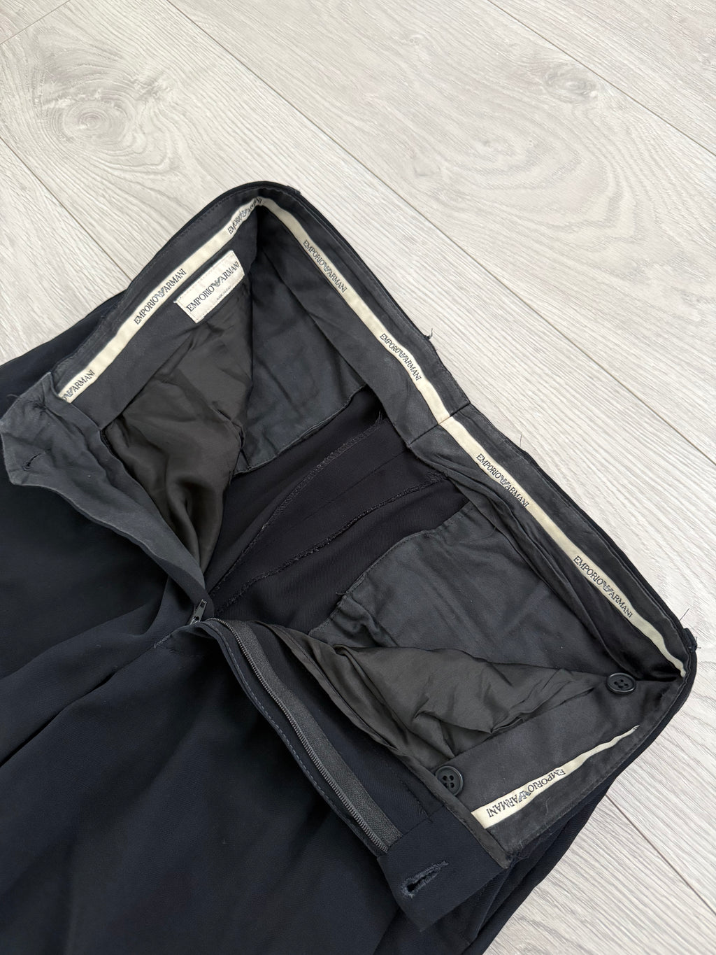 Emporio Armani 1990s Double Pleated Draped Wool Pants - Size 30