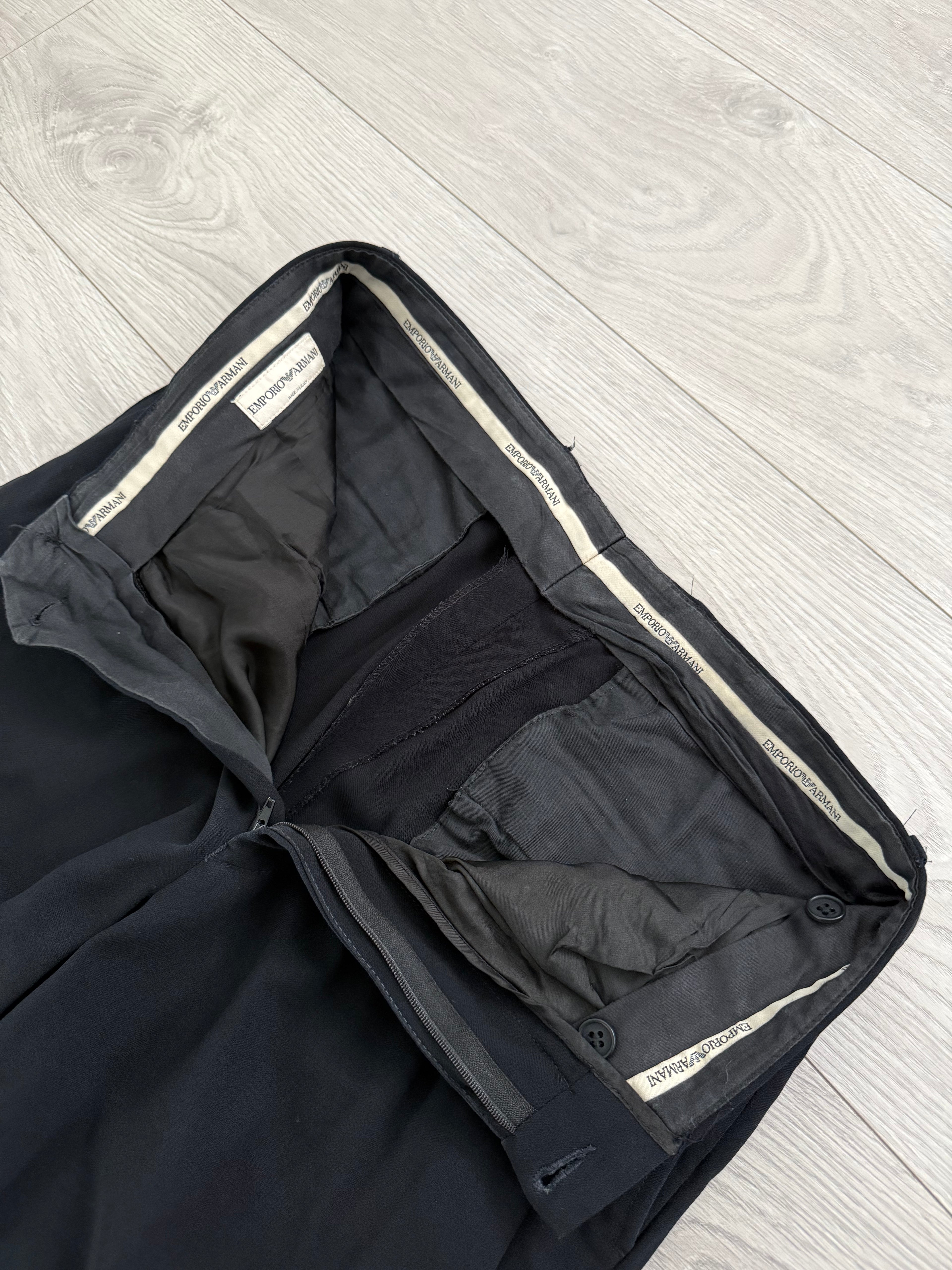 Emporio Armani 1990s Double Pleated Draped Wool Pants - Size 30