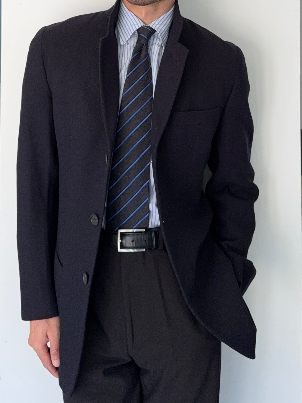 Giorgio Armani Black Label 1990s Navy Wool Sports Jacket Blazer - Size M