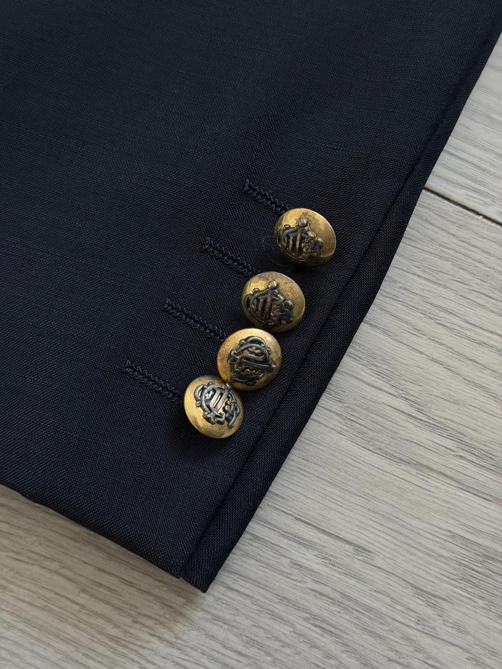 Dior 1980s Metal Button Unlined Double Breasted Wool Navy Sport Jacket Blazer - Size XL