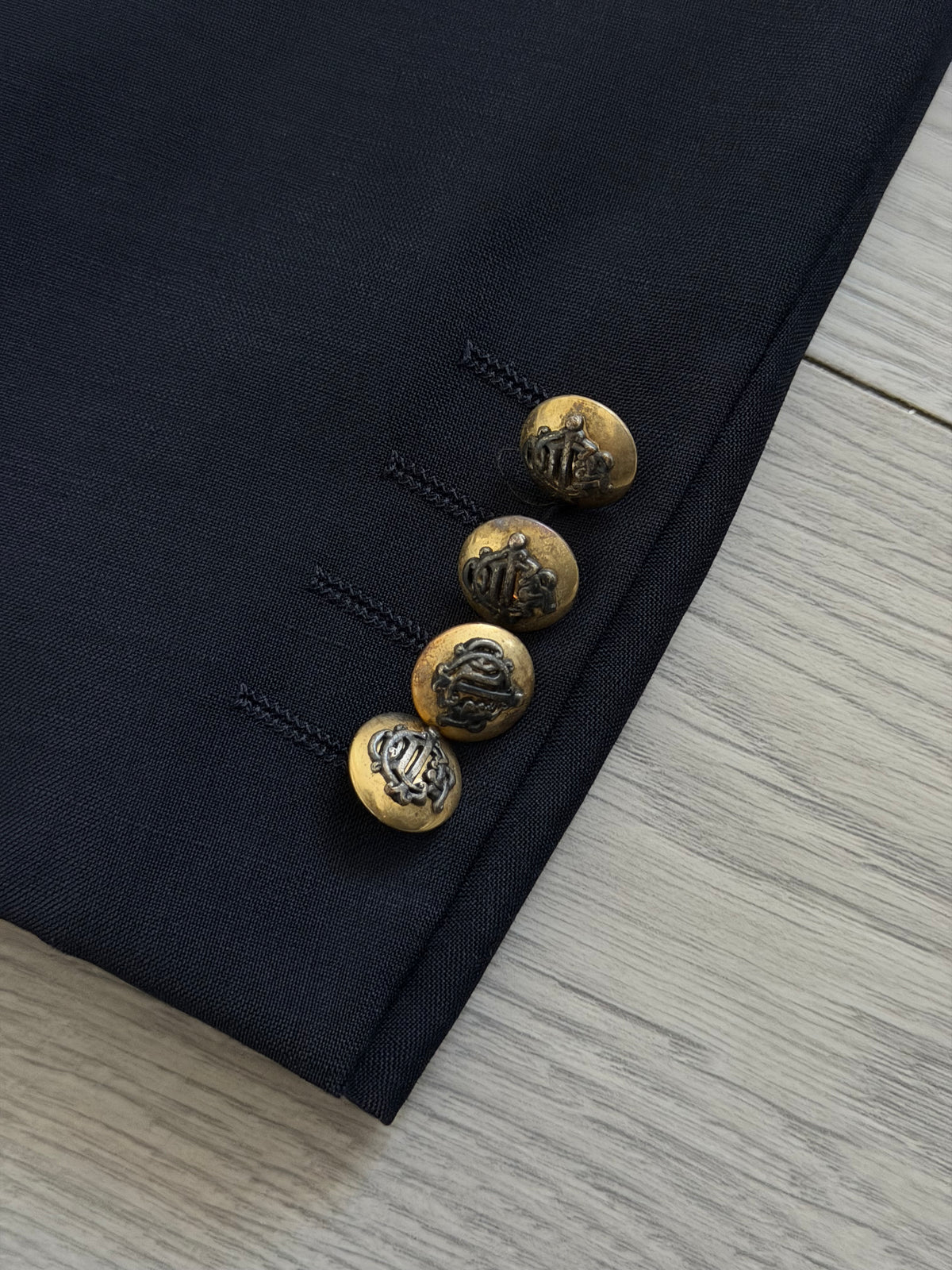 Dior 1980s Metal Button Unlined Double Breasted Wool Navy Sport Jacket Blazer - Size XL