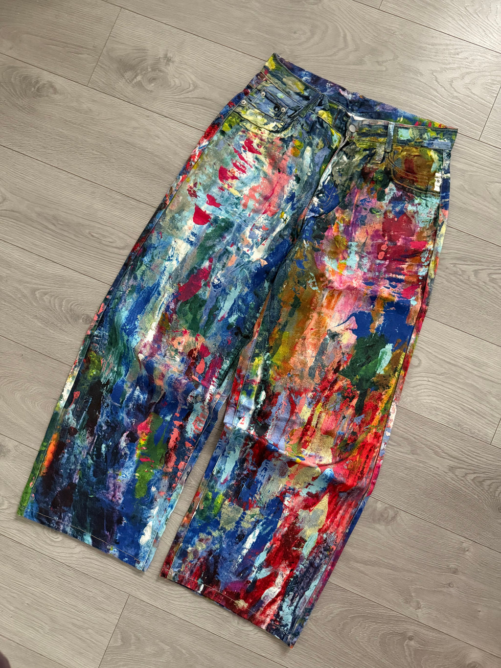 WC11Dene Trompe L'oeil Paint Splatter Jeans - Size L