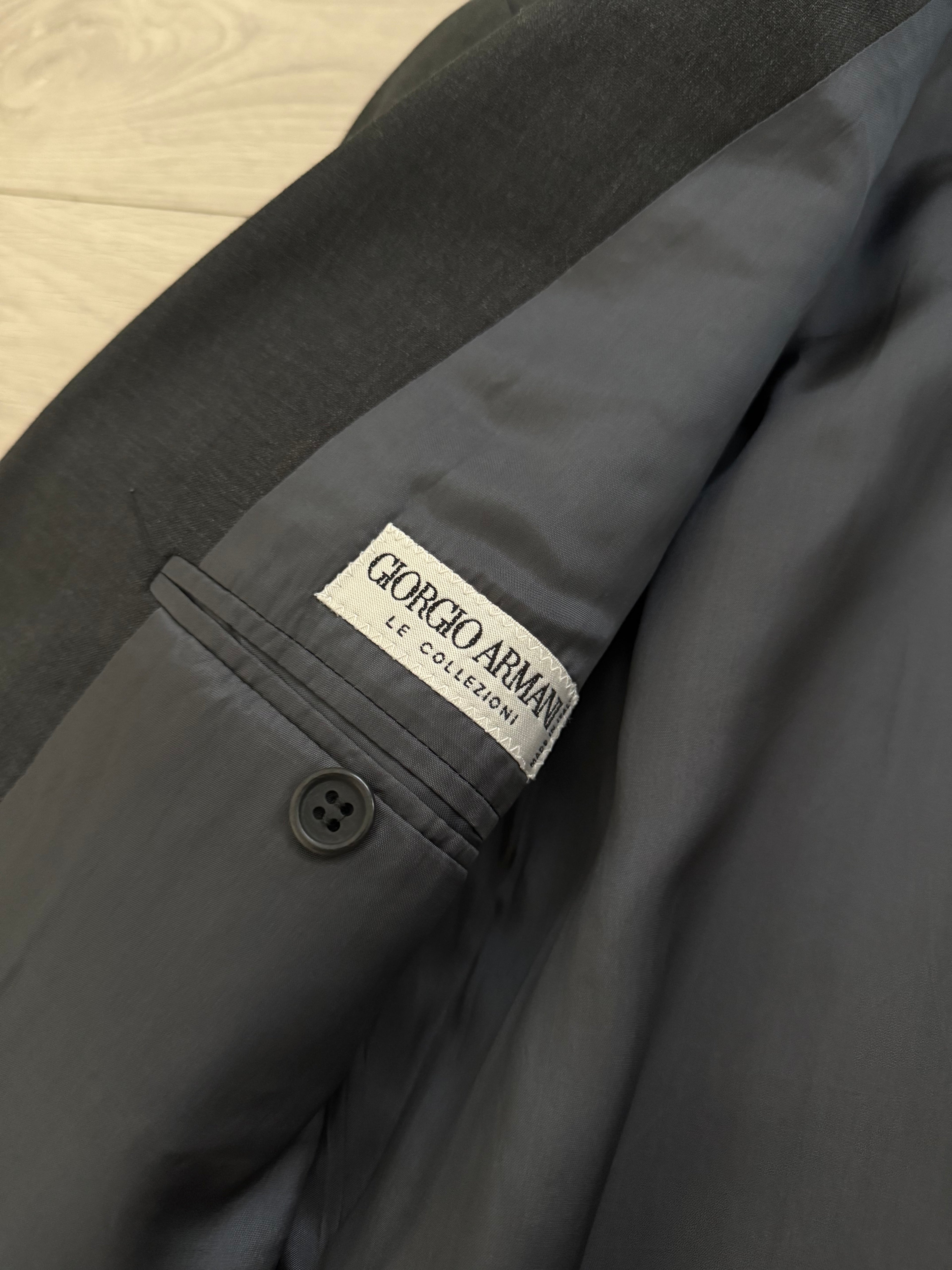Giorgio Armani 1980s 3B Charcoal Grey Pleated Wool Suit - Size XL Jacket / 36" Waist