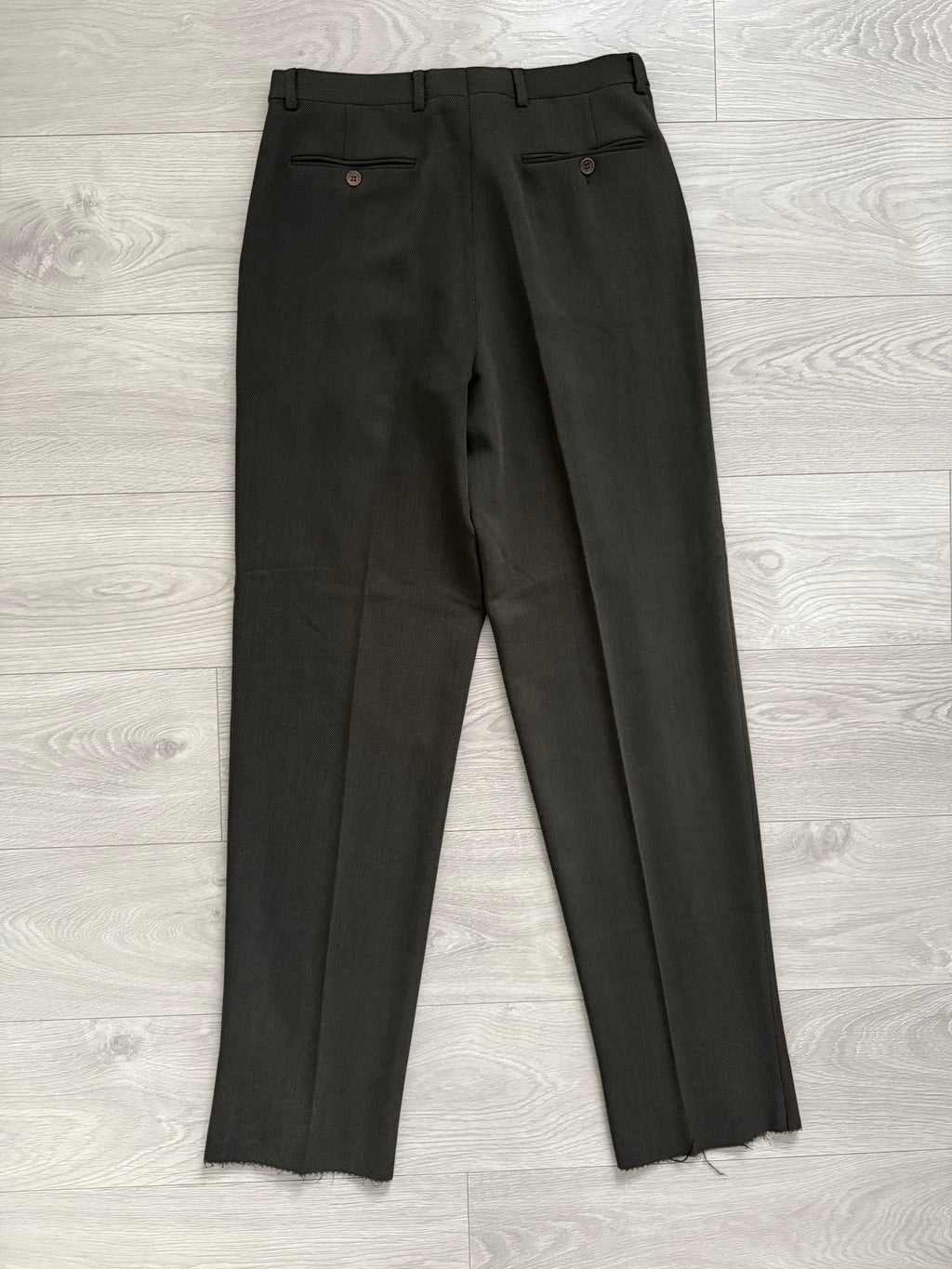 Giorgio Armani 1980s Double Breasted Pleated Wool Suit Forest Green New - Size L Jacket / 32" Waist `