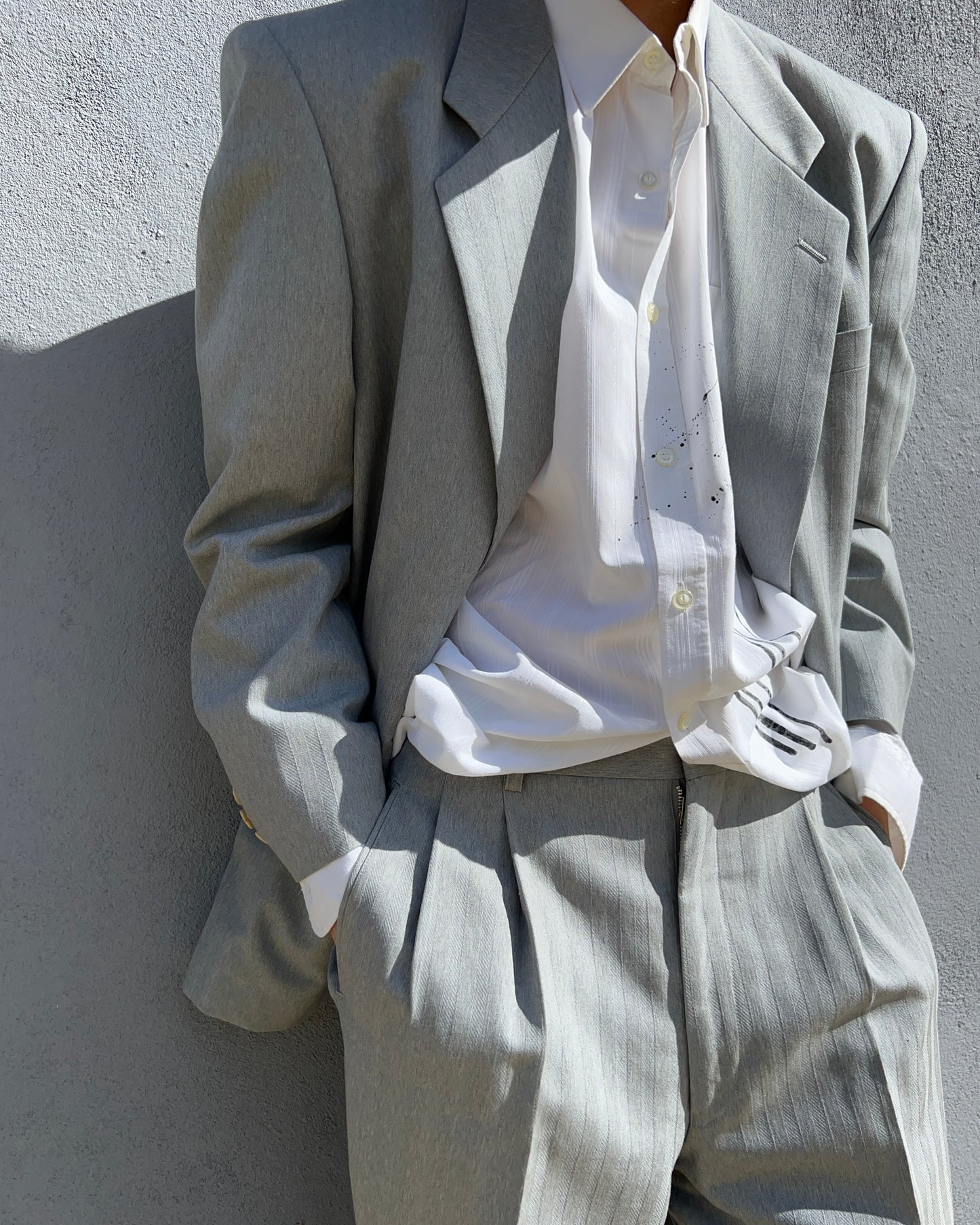 Comme Des Garcons Homme SS1991 Wool Pleated Grey Suit - Size M Jacket / 31 Waist